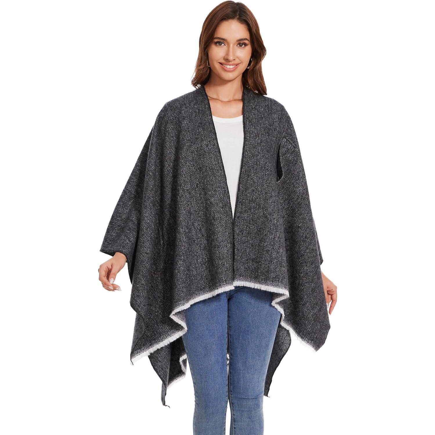 Chal Elegante para Mujeres - Capa Tejida Abierta 135x155cm