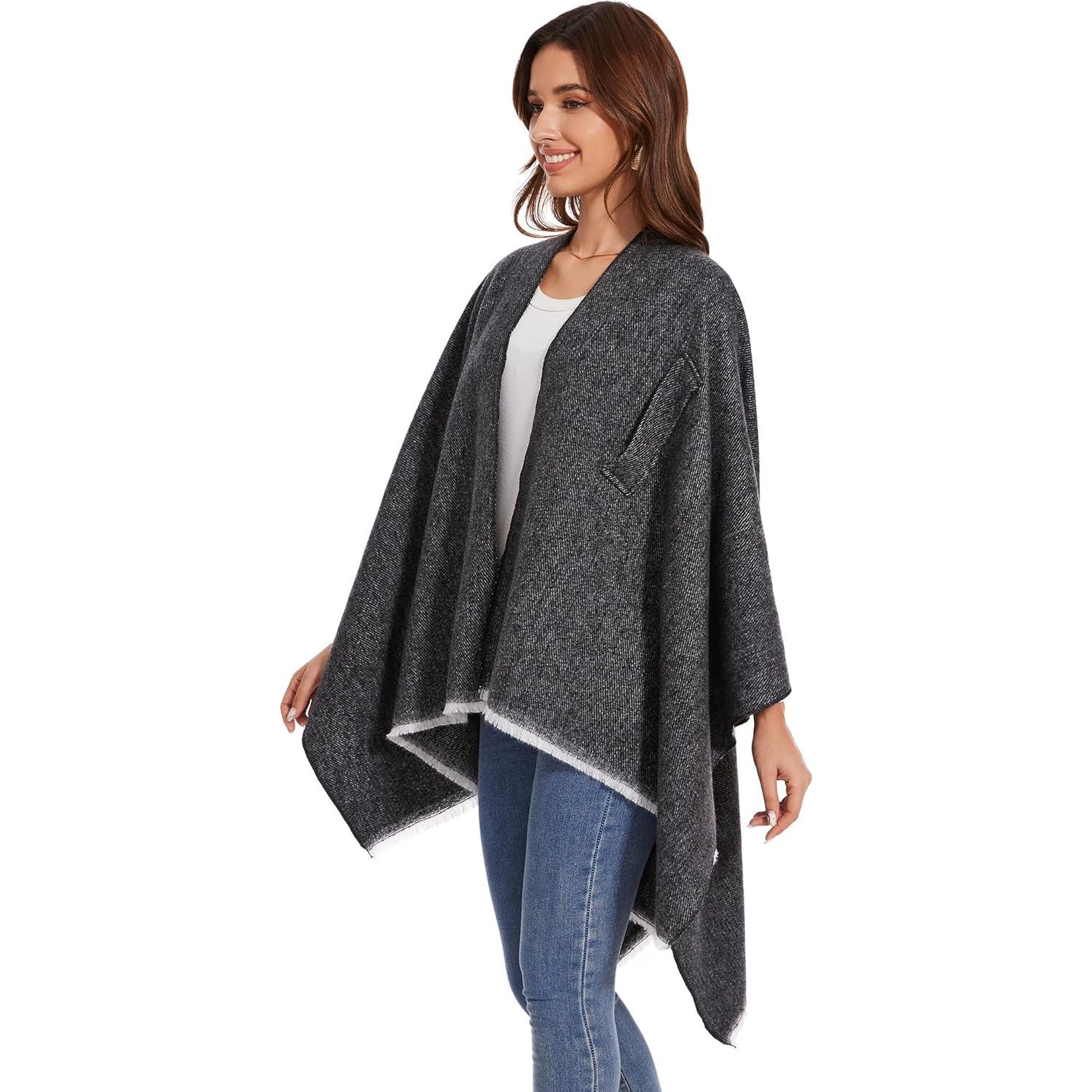 Chal Elegante para Mujeres - Capa Tejida Abierta 135x155cm