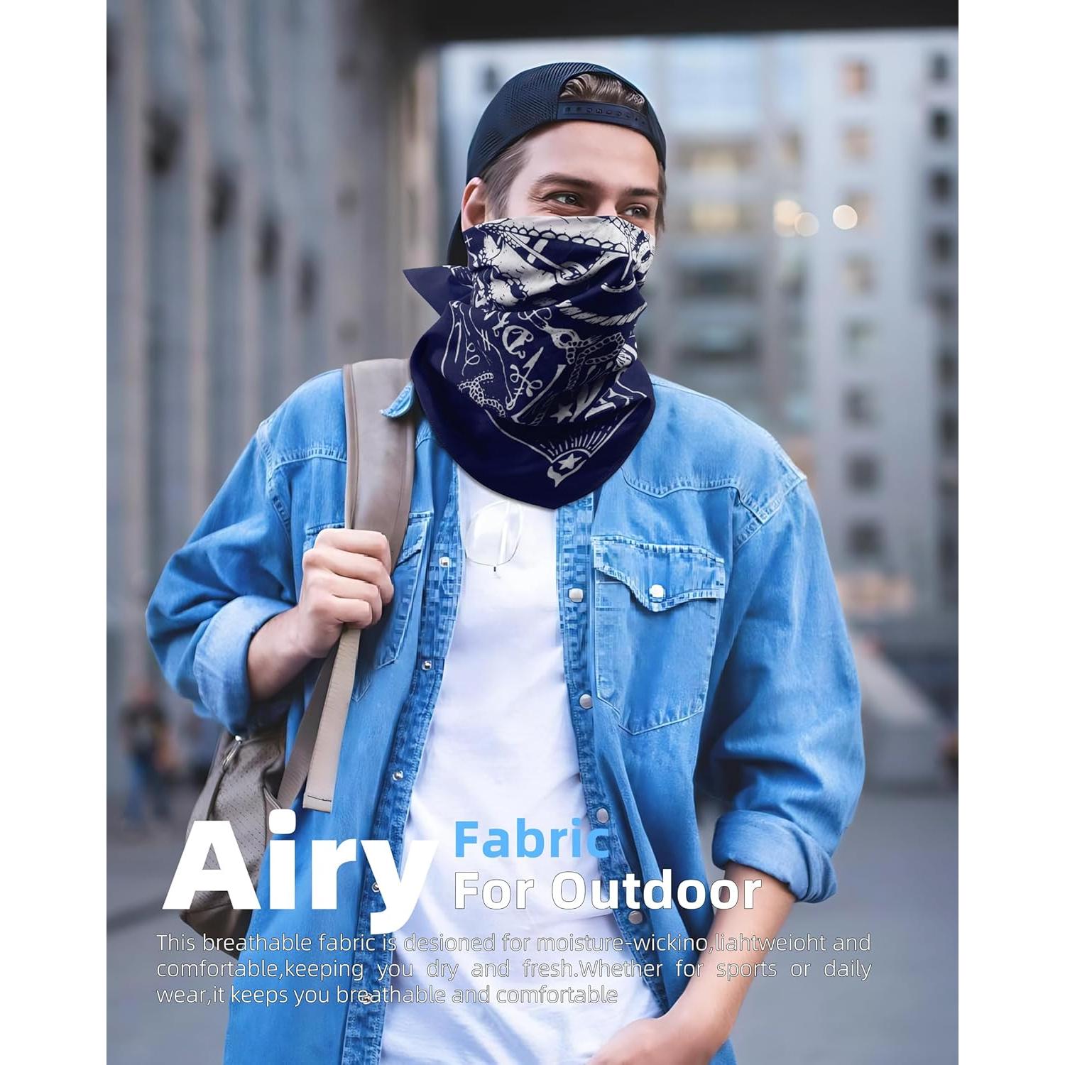 Bufanda Bandana de Algodón 100% con Hebilla de Cuero - Azul Marino