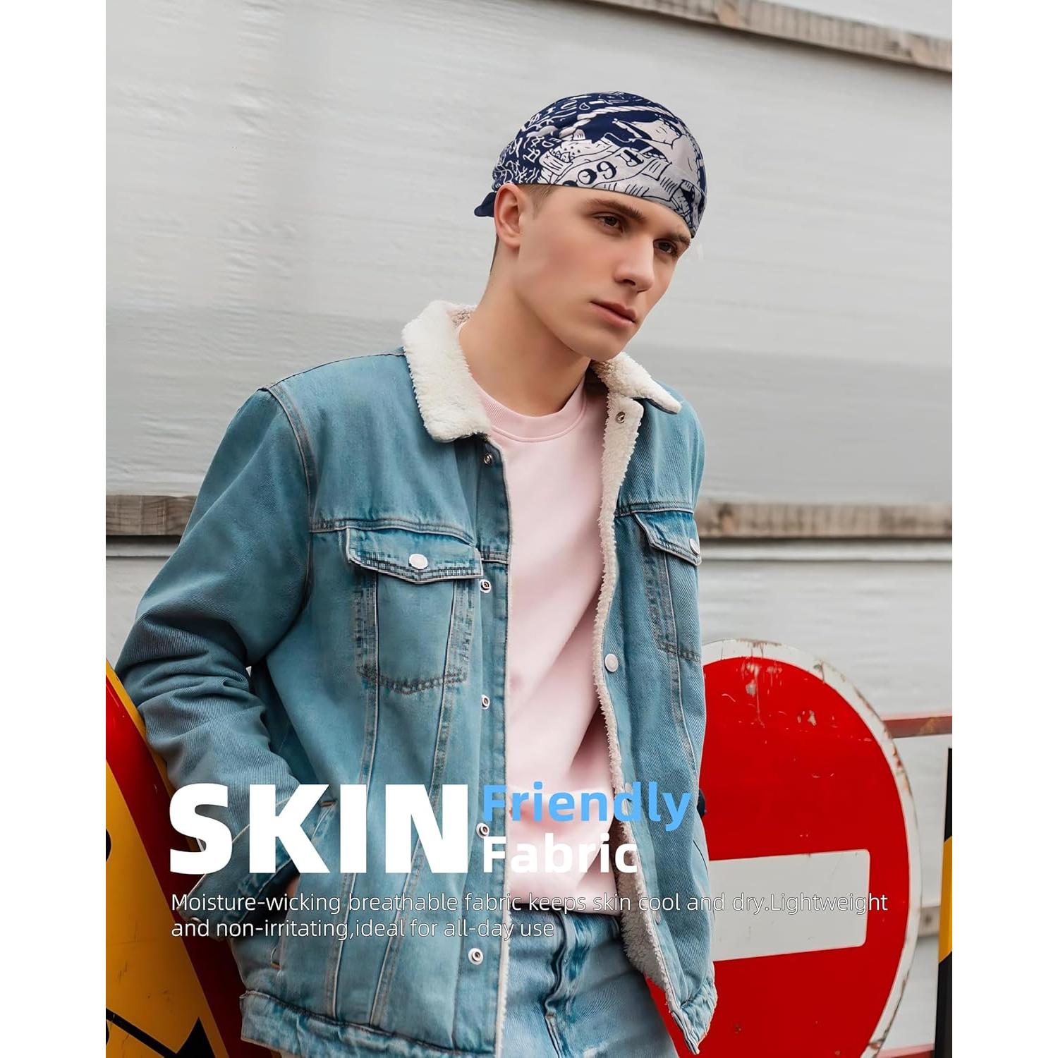 Bufanda Bandana de Algodón 100% con Hebilla de Cuero - Azul Marino