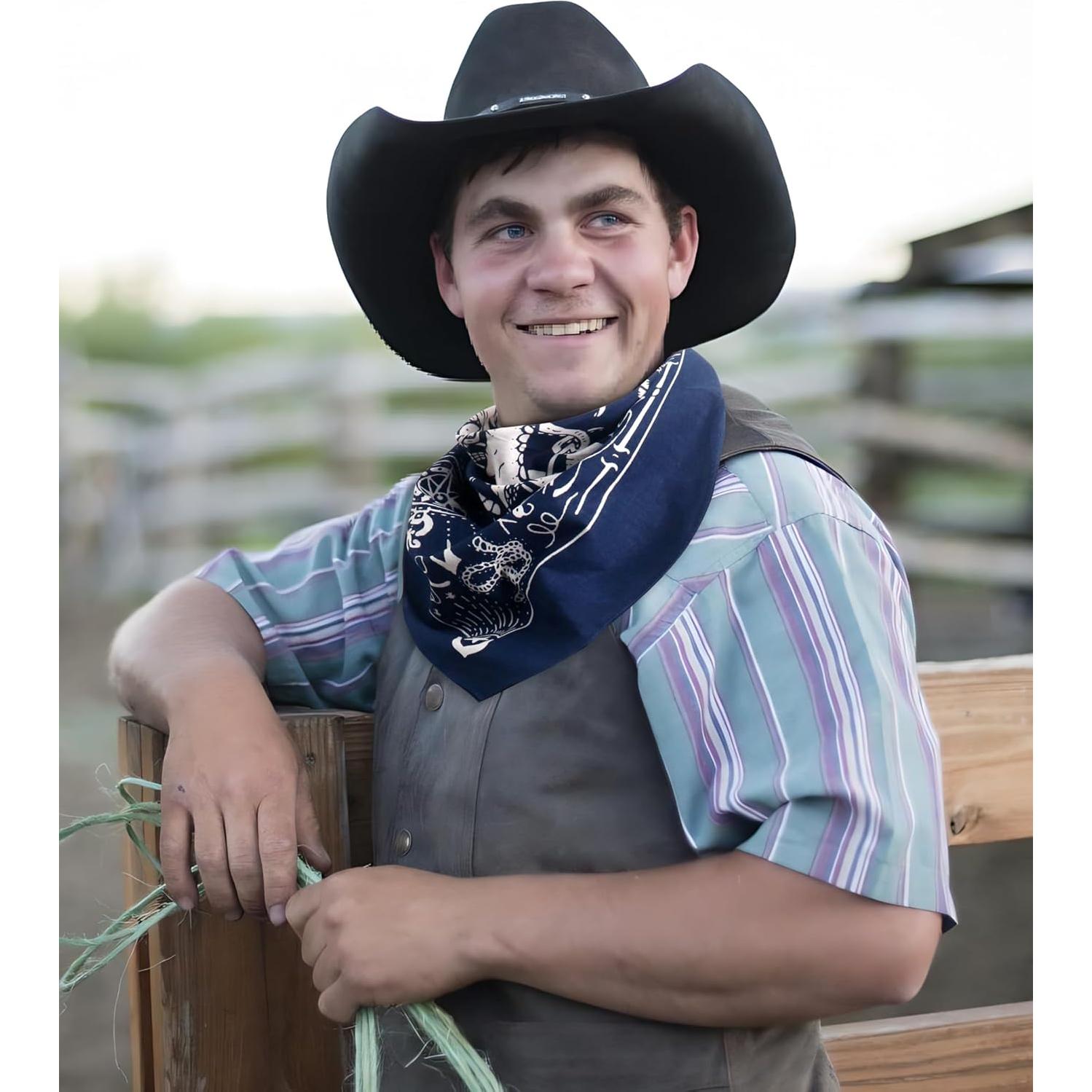 Bufanda Bandana de Algodón 100% con Hebilla de Cuero - Azul Marino