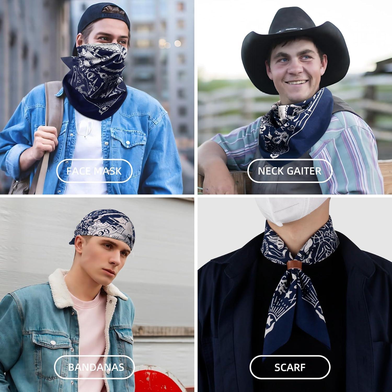 Bufanda Bandana de Algodón 100% con Hebilla de Cuero - Azul Marino