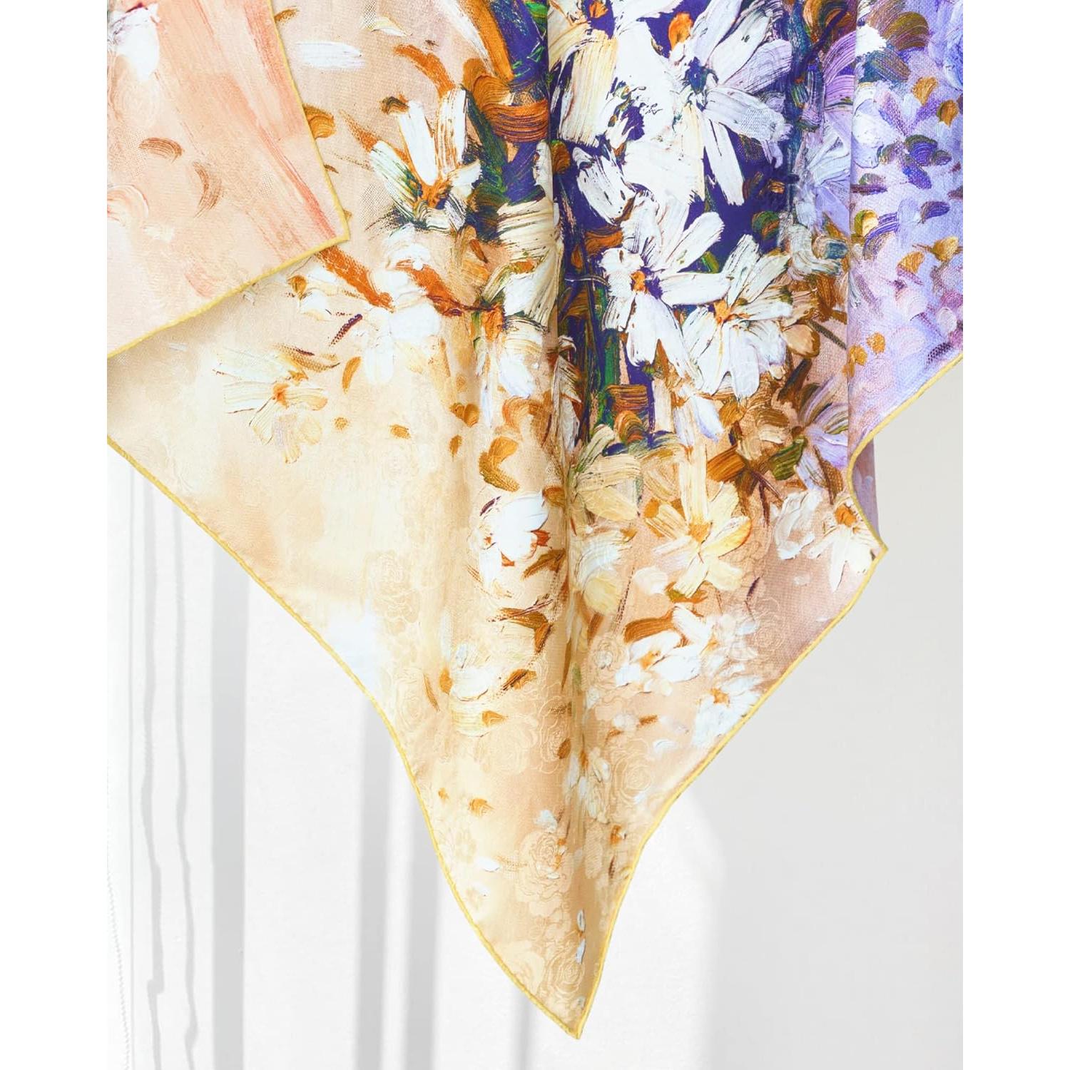 Bufanda de Seda de Lujo PoeticEHome 65x65cm Floral Jacquard