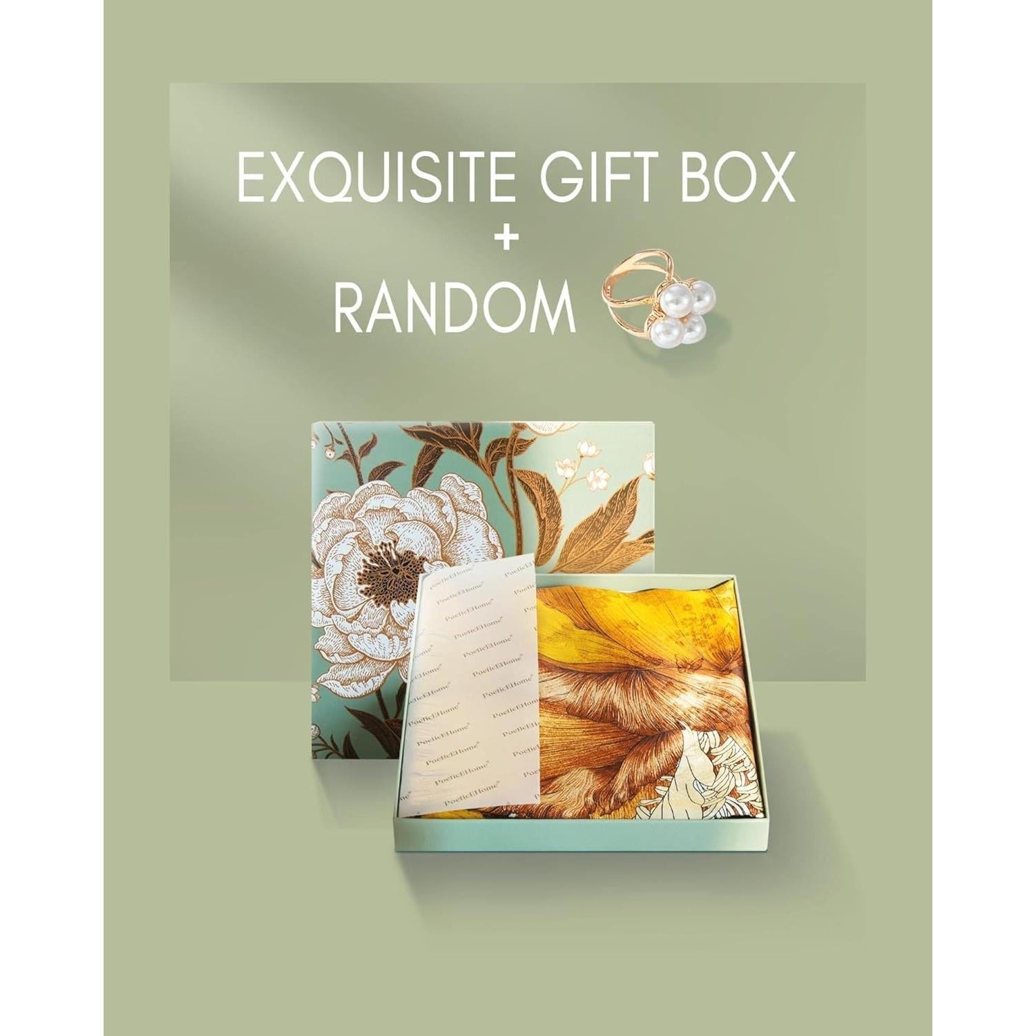 Bufanda de Seda de Lujo PoeticEHome 65x65cm Floral Jacquard