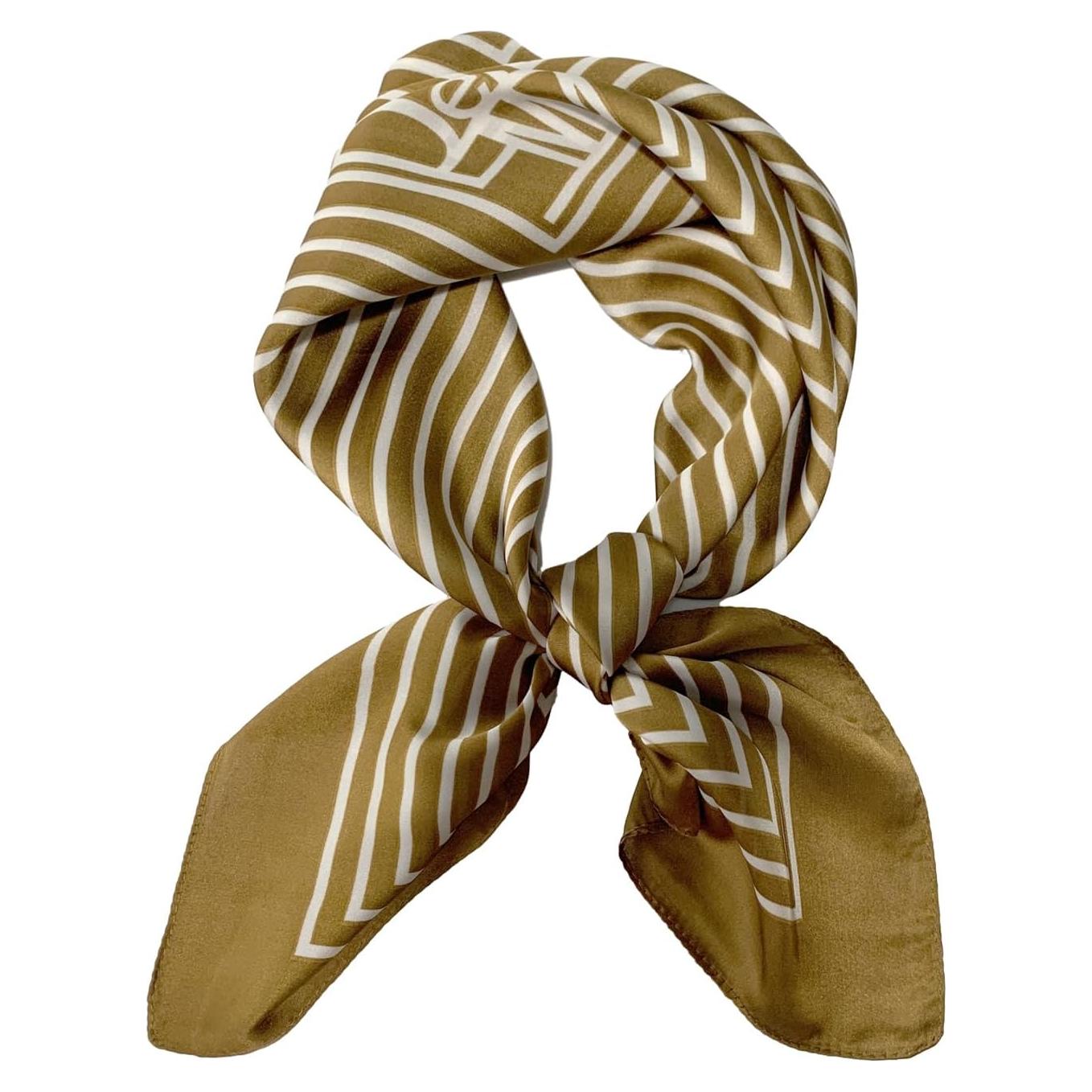 Bufanda de Seda de Morera 68x68 cm para Mujeres - A1-khaki Line