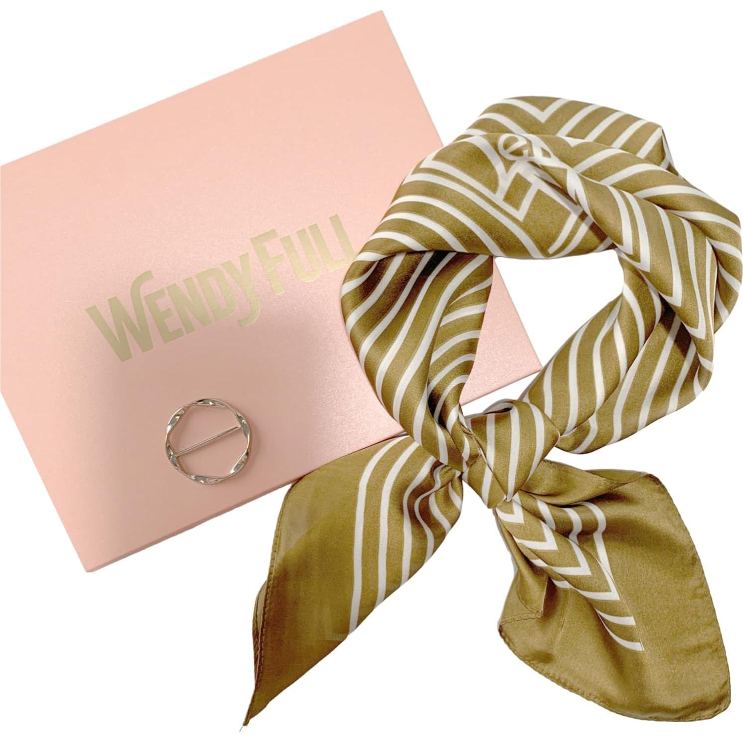 Bufanda de Seda de Morera 68x68 cm para Mujeres - A1-khaki Line