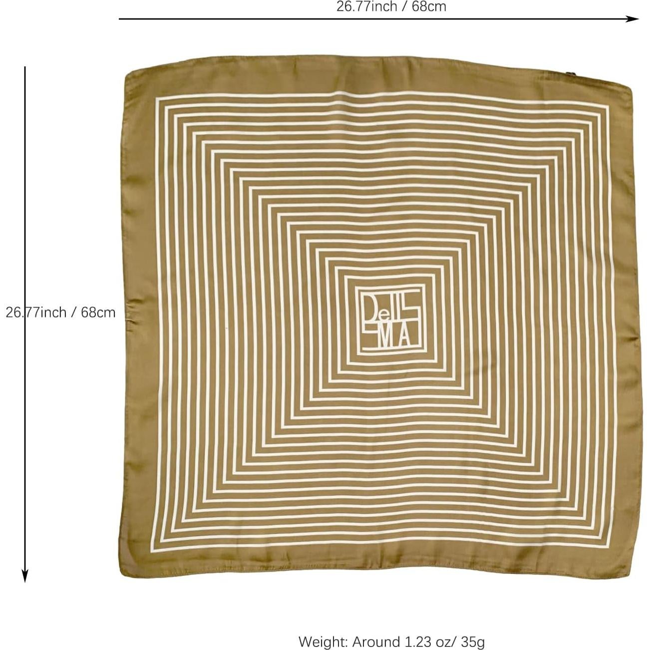 Bufanda de Seda de Morera 68x68 cm para Mujeres - A1-khaki Line