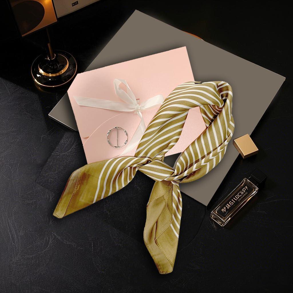 Bufanda de Seda de Morera 68x68 cm para Mujeres - A1-khaki Line