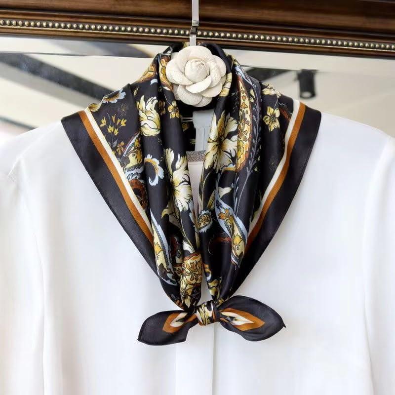 Bufanda de Seda de Morera ANDANTINO 53.34 cm Flores Negros