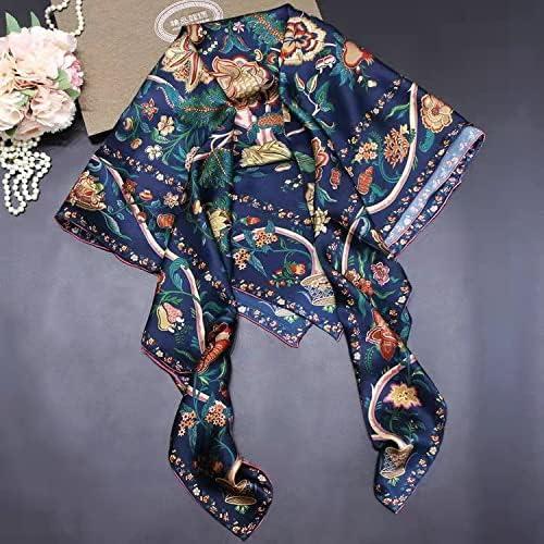 Bufanda de Seda ANDANTINO 100% 110x110cm Floral Marino