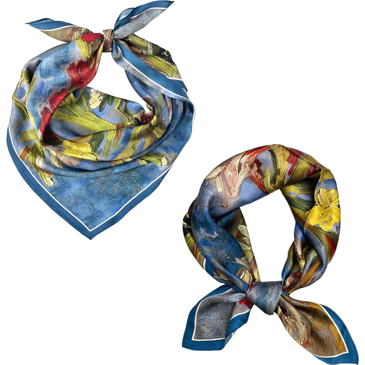 Bufanda de Seda 100% Aningkimi Cuadrada 42x42cm Arte Van Gogh