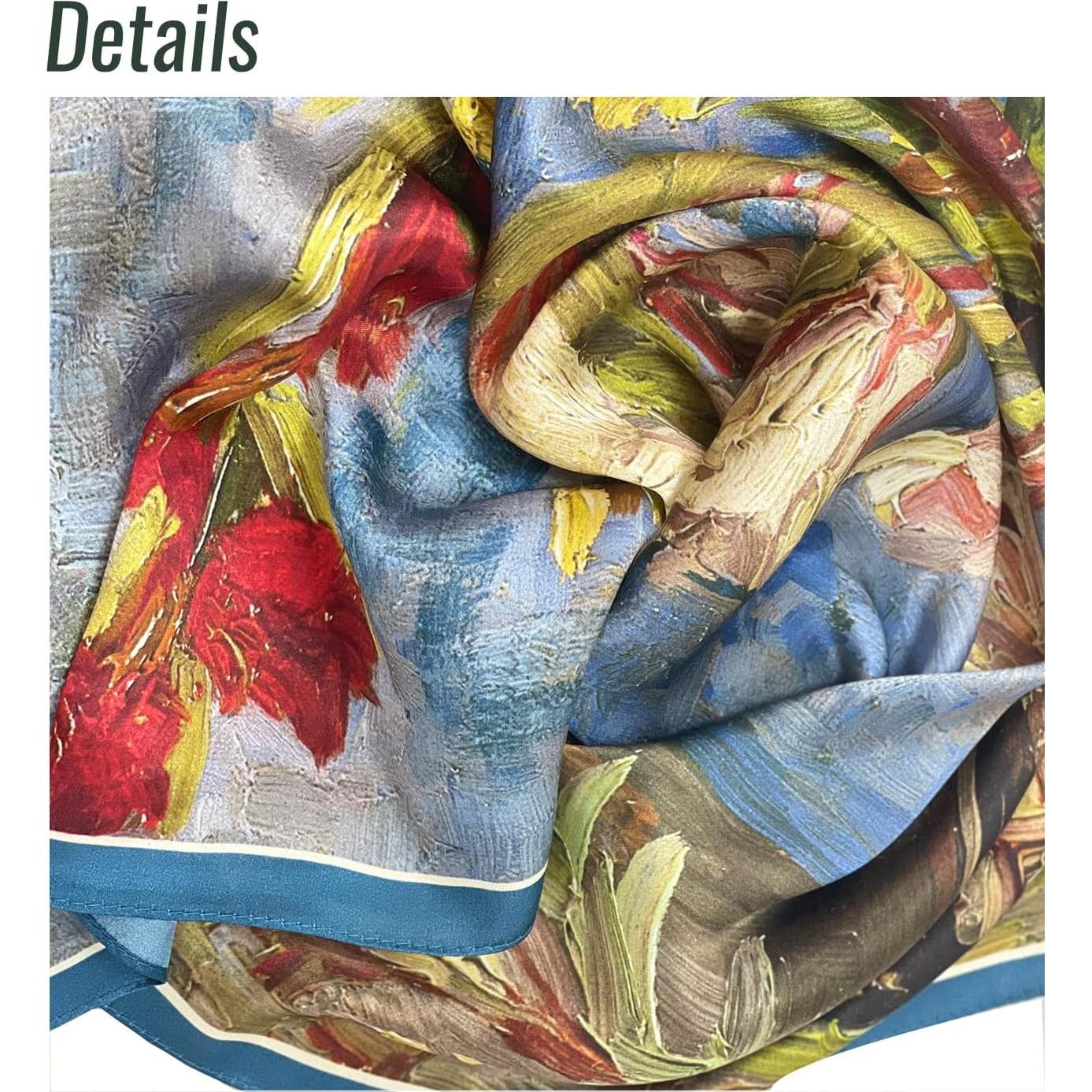 Bufanda de Seda 100% Aningkimi Cuadrada 42x42cm Arte Van Gogh