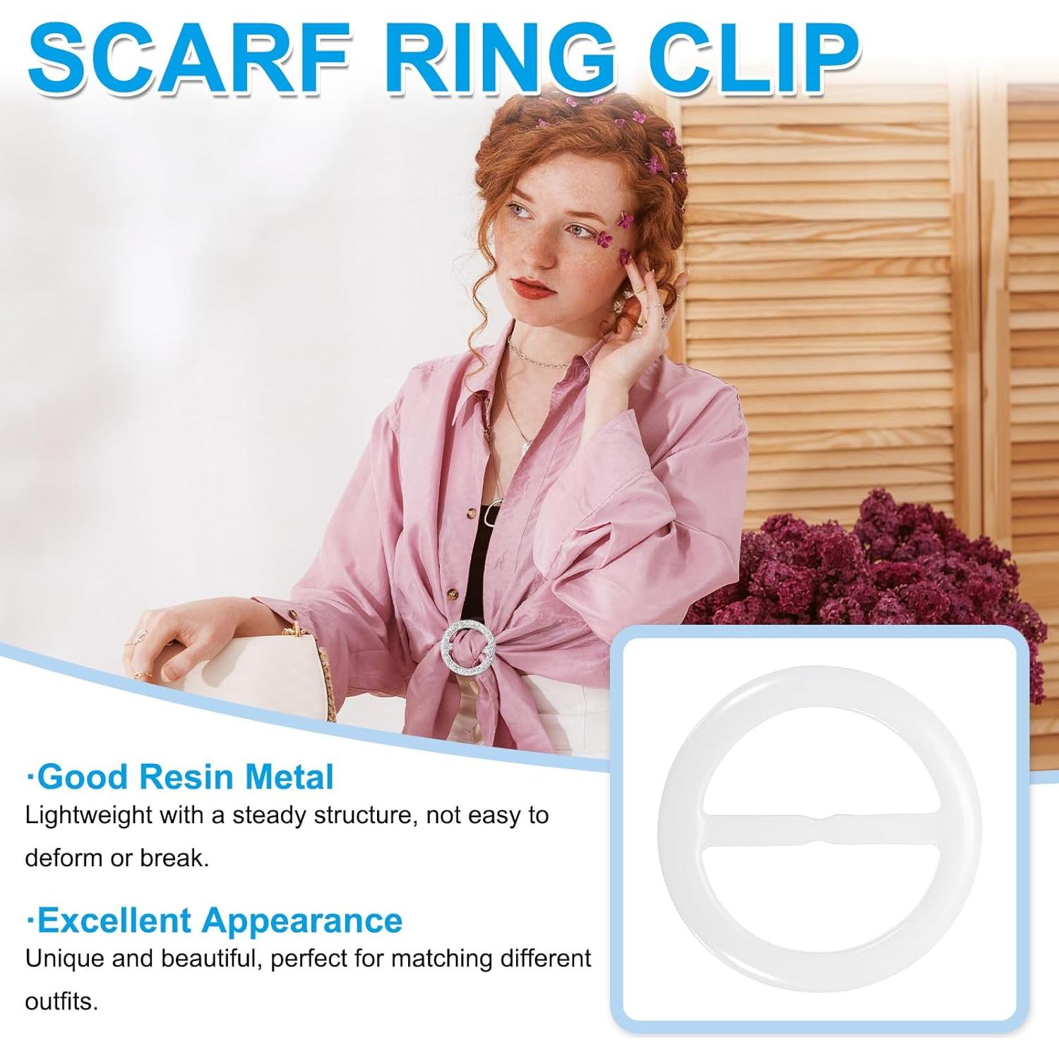 Clip Anillo de Bufanda PATIKIL Blanco 50mm Resina 8 Pcs