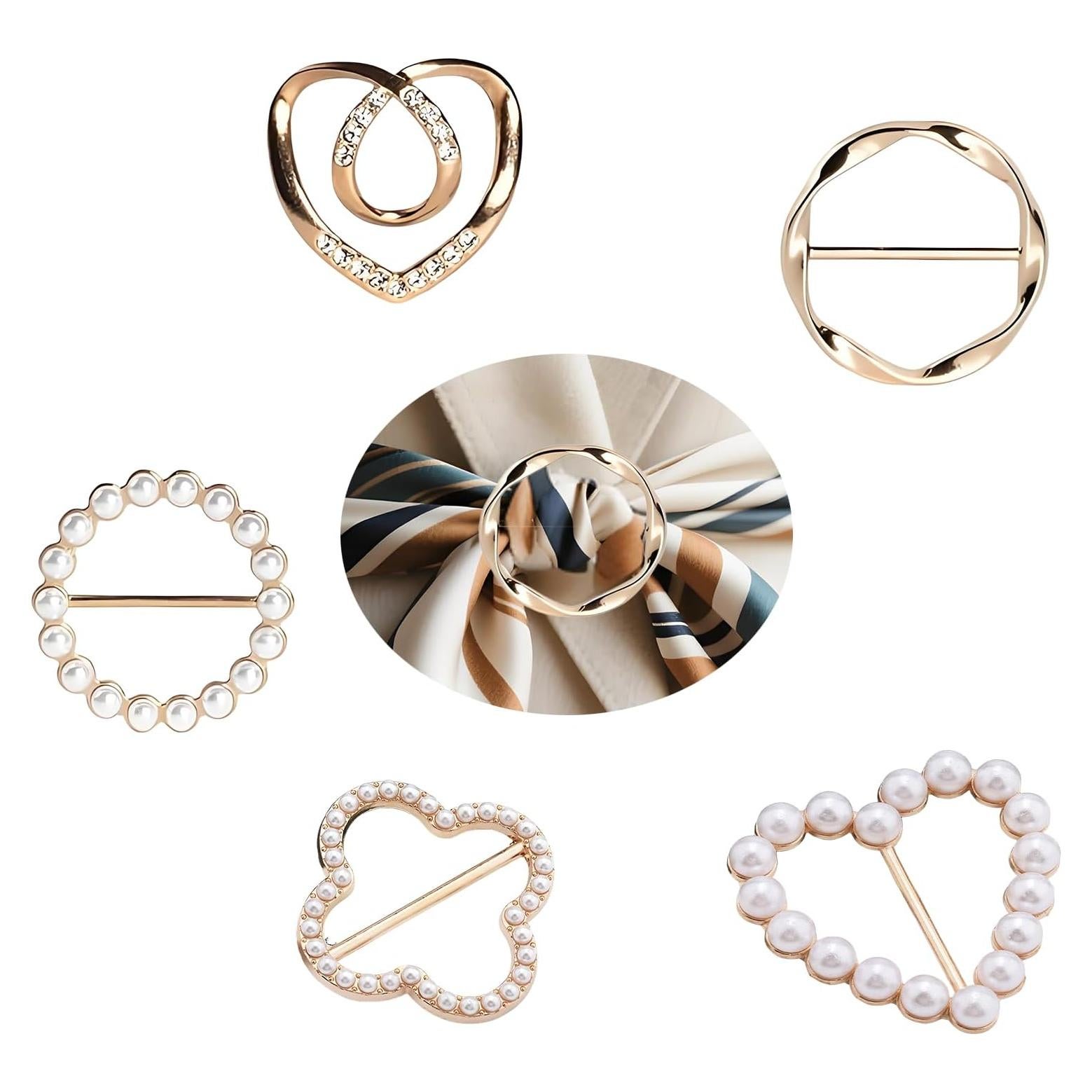 5 Clips de Anillo para Bufanda Metálicos para Mujeres
