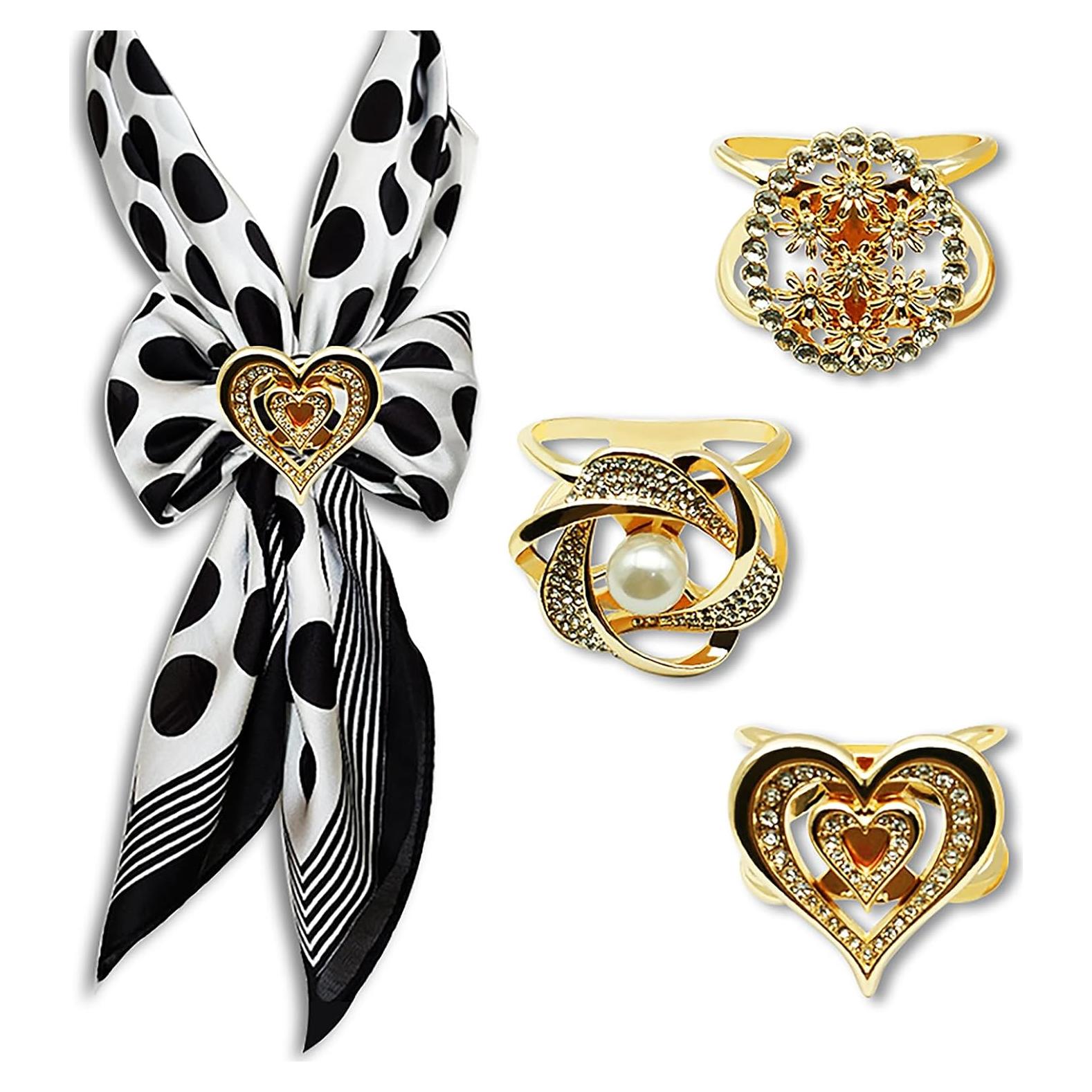 Clip de Bufanda Elegante Tijeyi 3 Piezas con Rhinestones