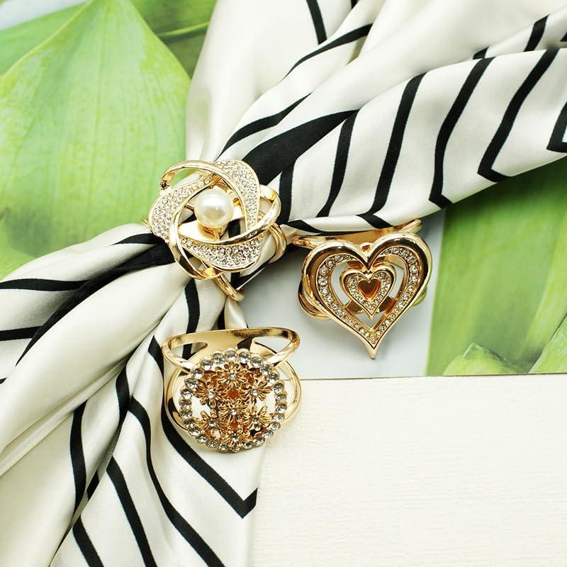 Clip de Bufanda Elegante Tijeyi 3 Piezas con Rhinestones