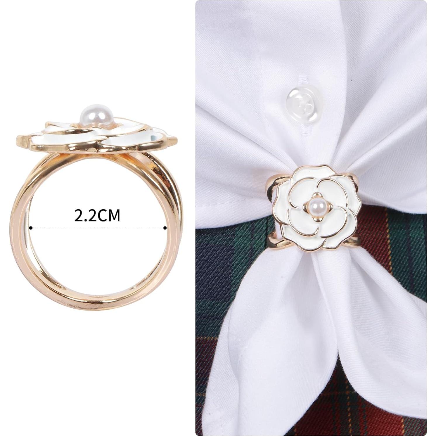 3 Clips de Bufanda de Strass JasperKino - Elegantes Anillos Plateados