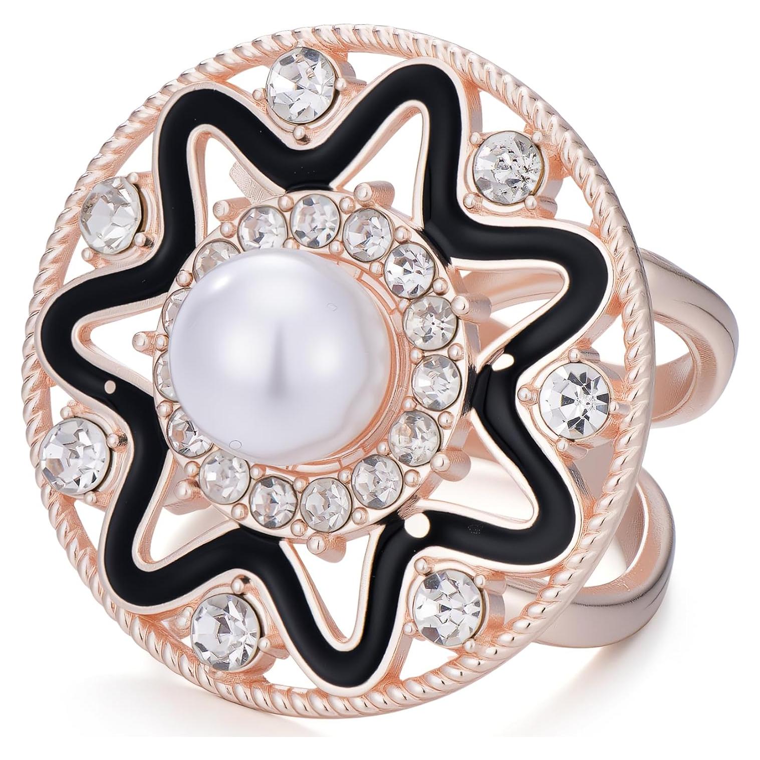 Anillo de Bufanda de Perlas para Mujeres Estilo 4 Negro