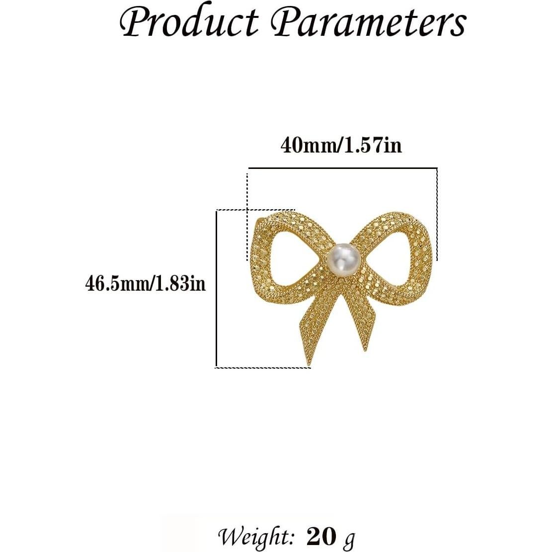 Clips para Bufanda Dainty Bow - Aleación Plateada/Dorada con Perlas