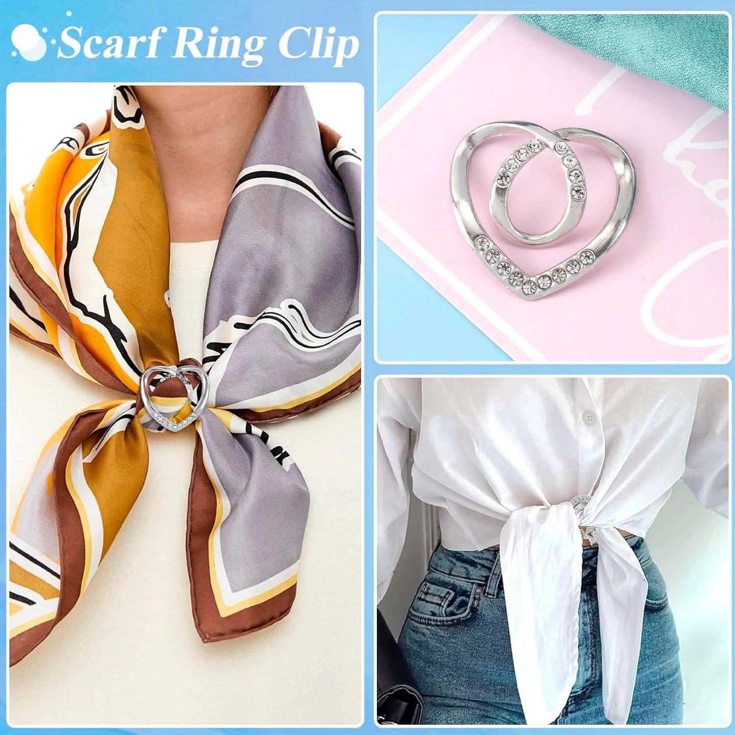 3 Clips de Bufanda Plateados con Rhinestone para Mujeres
