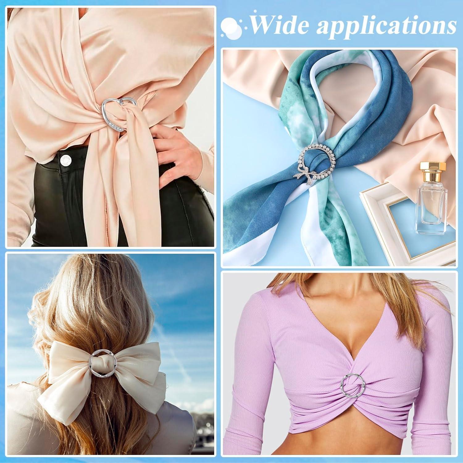 3 Clips de Bufanda Plateados con Rhinestone para Mujeres