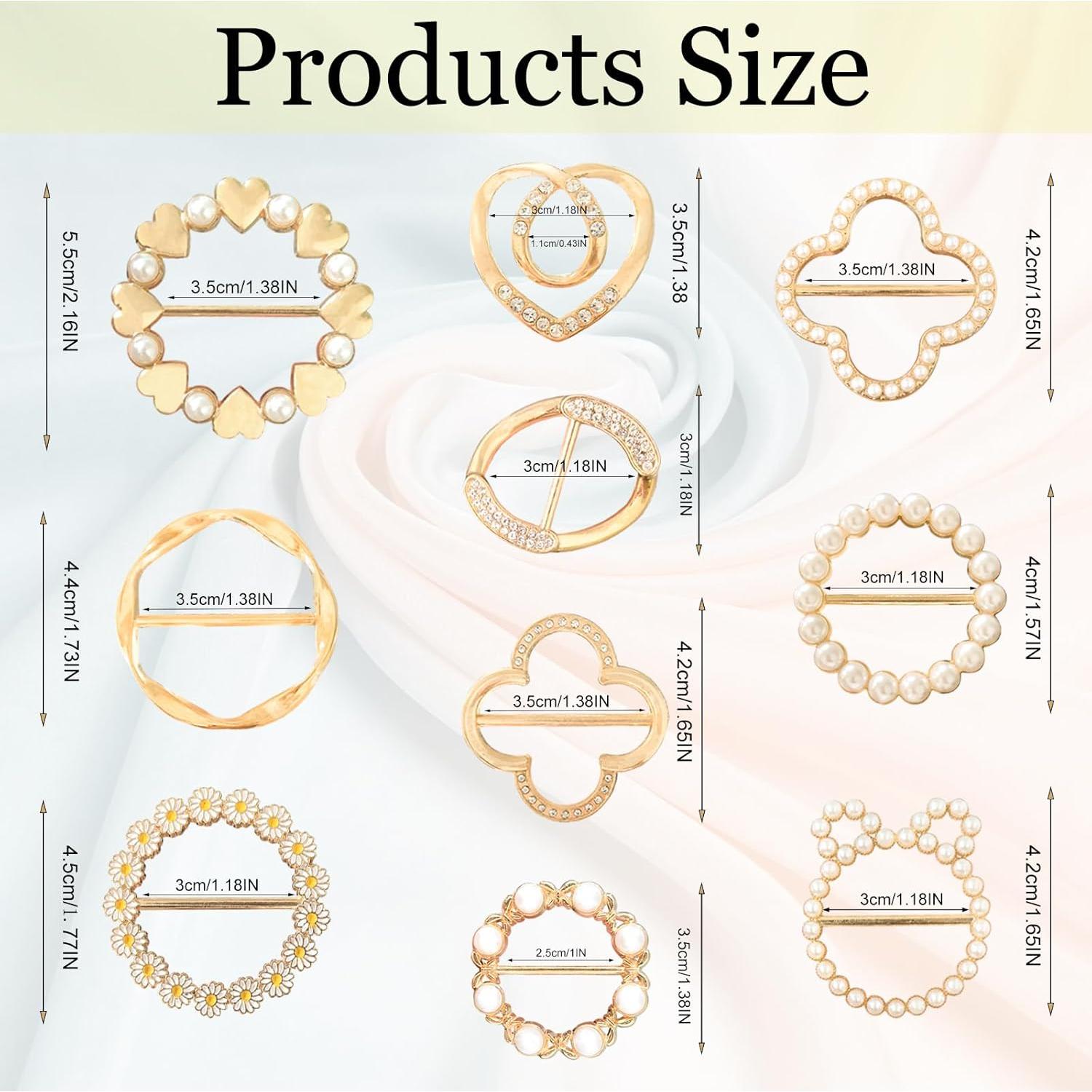 10 Clips de Anillo para Bufanda de Metal Moda Mujeres