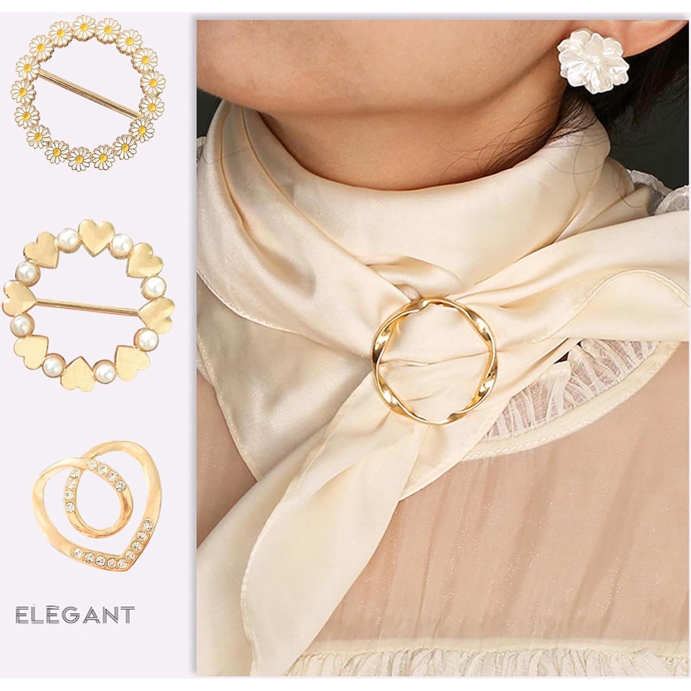 10 Clips de Anillo para Bufanda de Metal Moda Mujeres