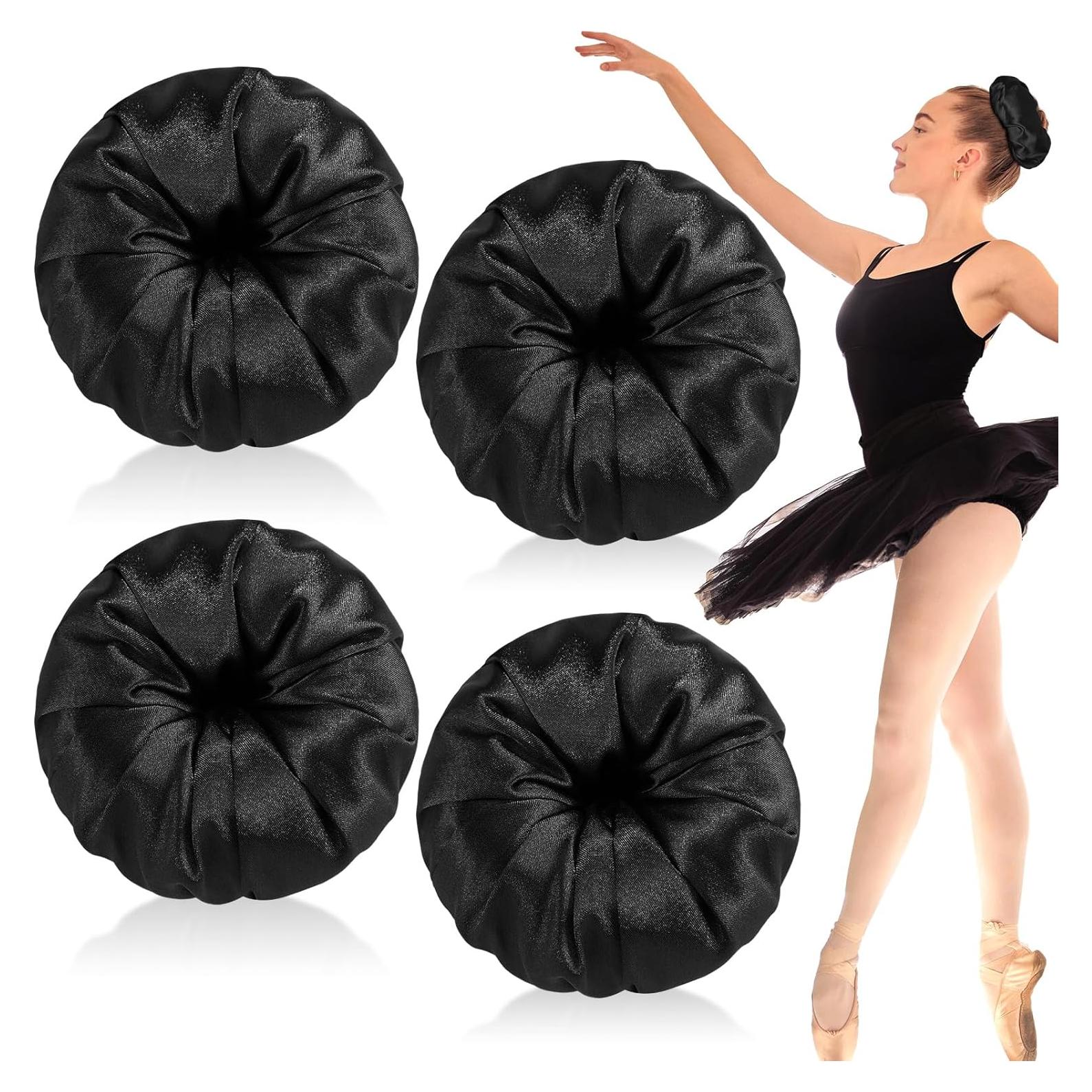 4 Donuts de Satén para Moño de Cabello Yuxung - Negro