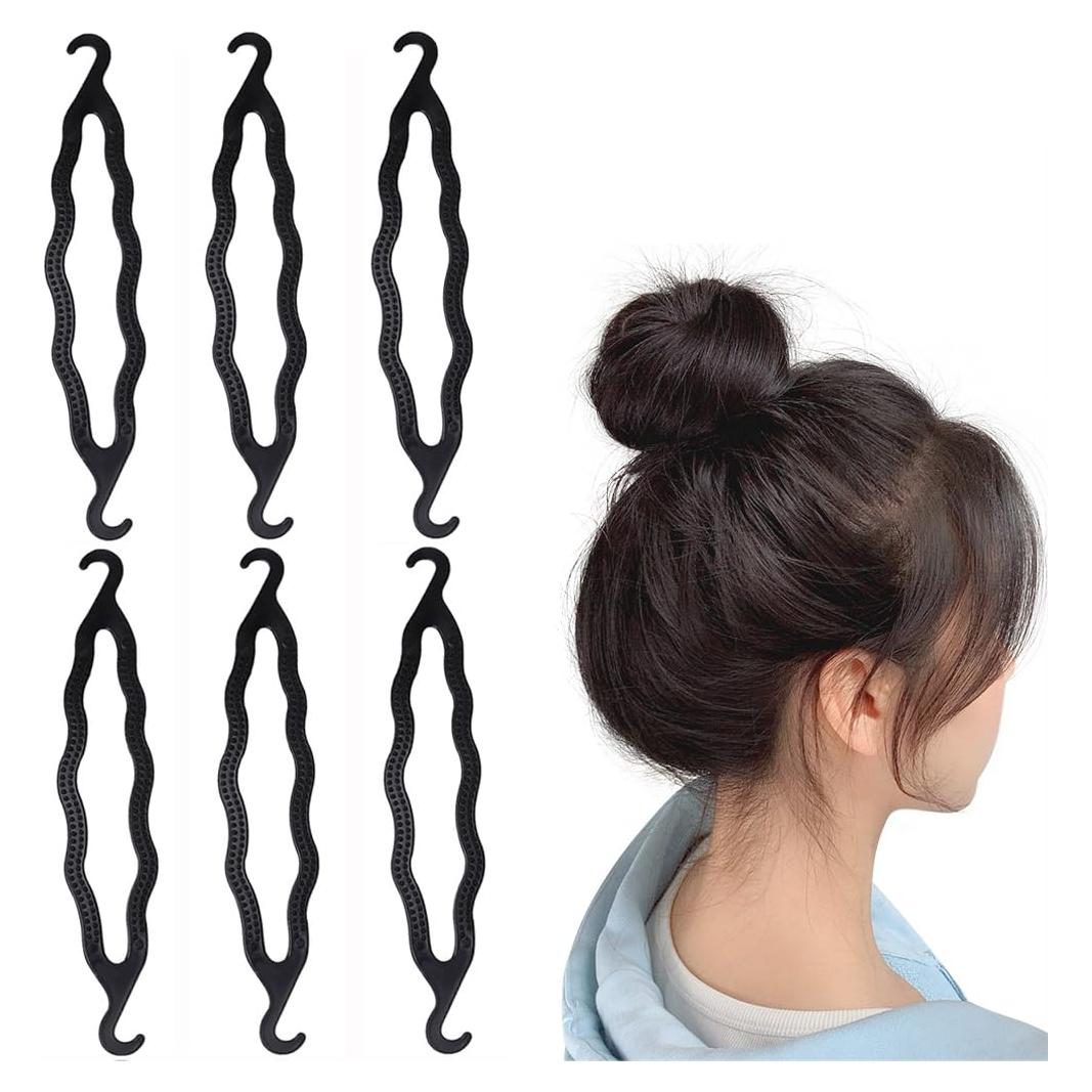 6 Pinzas para Peinar VASANA con Doble Gancho Negro 21.6 cm