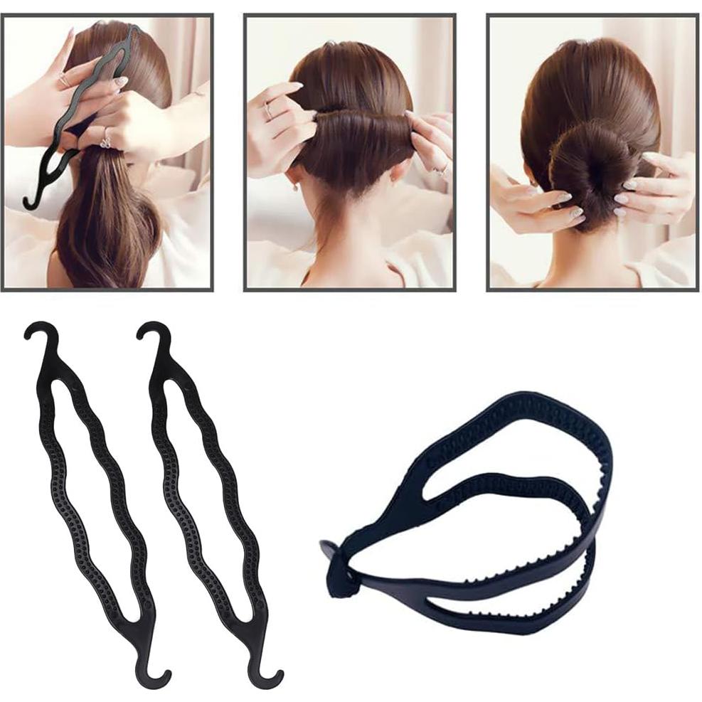 6 Pinzas para Peinar VASANA con Doble Gancho Negro 21.6 cm