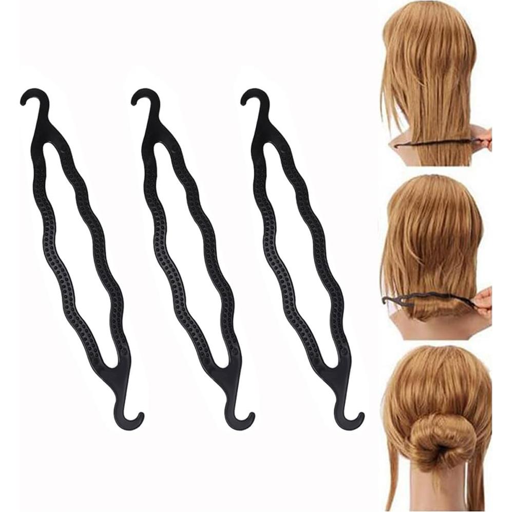 6 Pinzas para Peinar VASANA con Doble Gancho Negro 21.6 cm