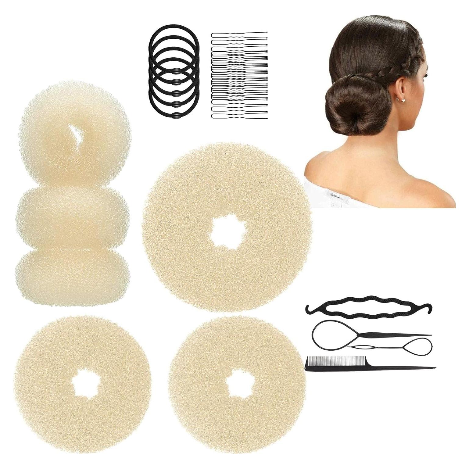 Juego de Hacer Moños de Cabello PMRXSETD - 6 Donas y Accesorios