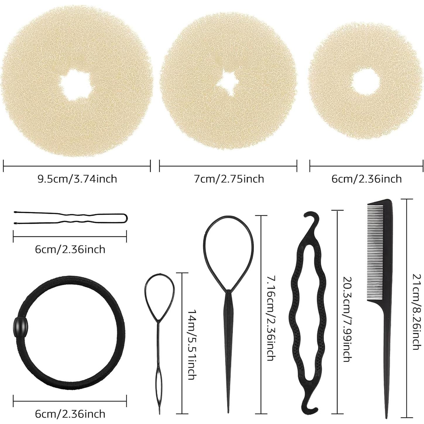 Juego de Hacer Moños de Cabello PMRXSETD - 6 Donas y Accesorios