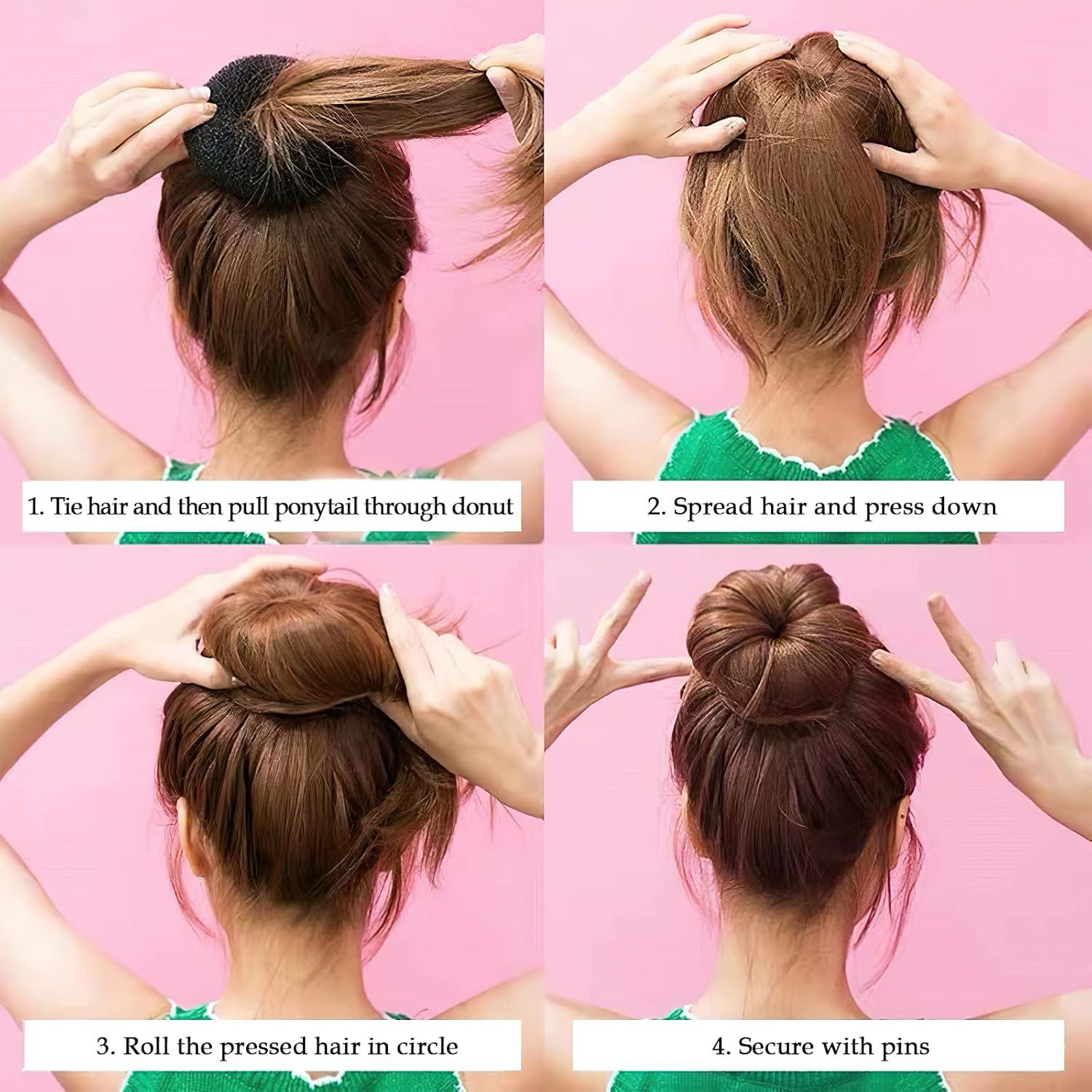 Juego de Hacer Moños de Cabello PMRXSETD - 6 Piezas, Negro