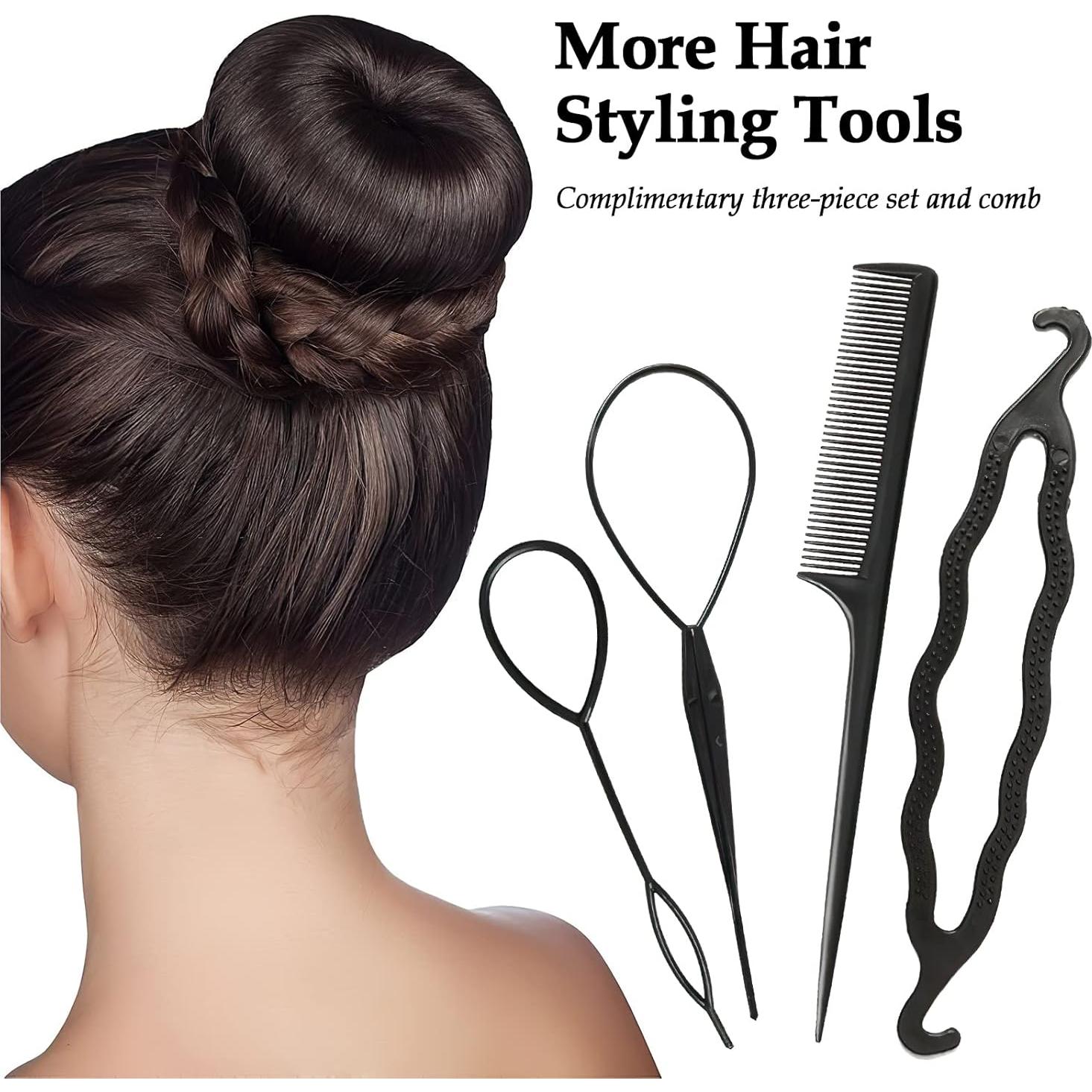 Juego de Hacer Moños de Cabello PMRXSETD - 6 Piezas, Negro