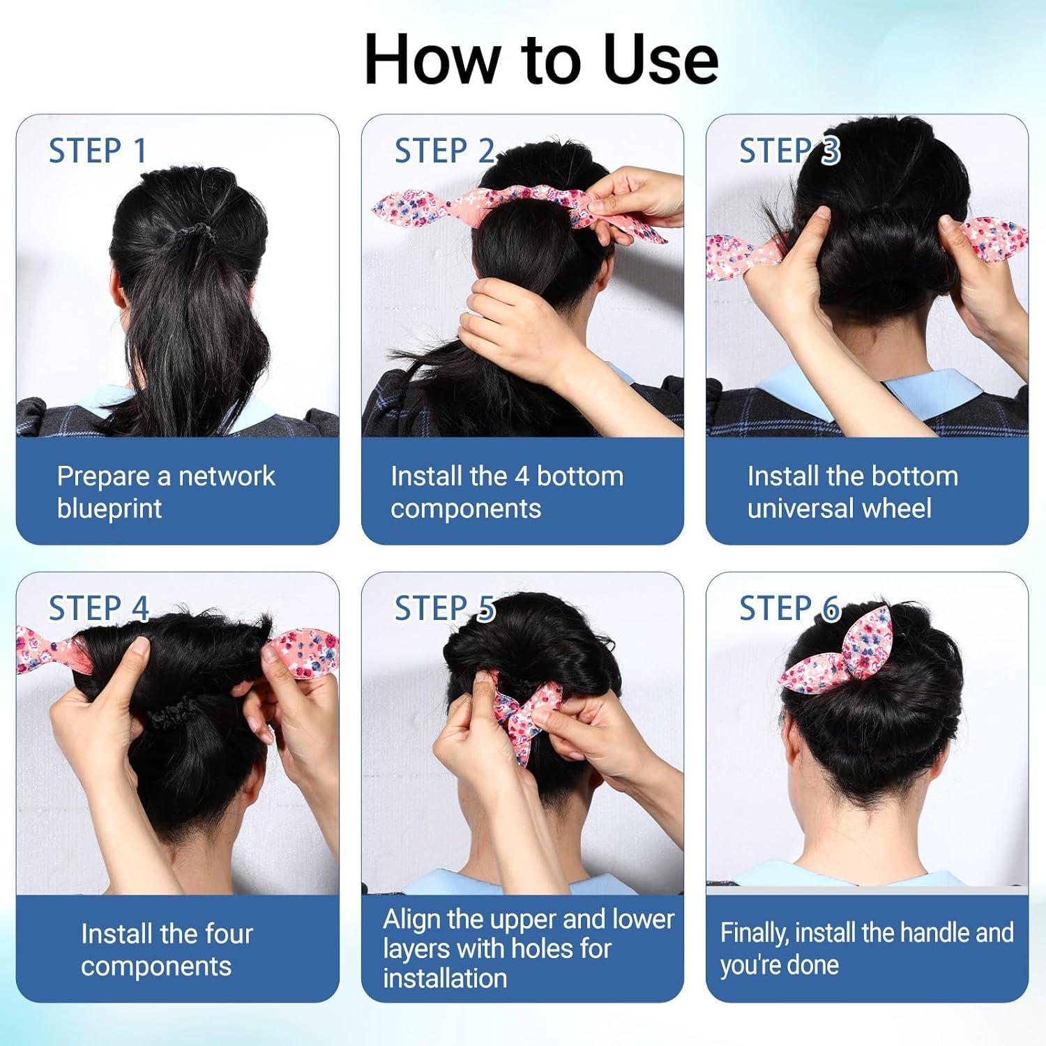 4 Piezas Creador de Moño Lnngub con Diseño Orejas de Conejo