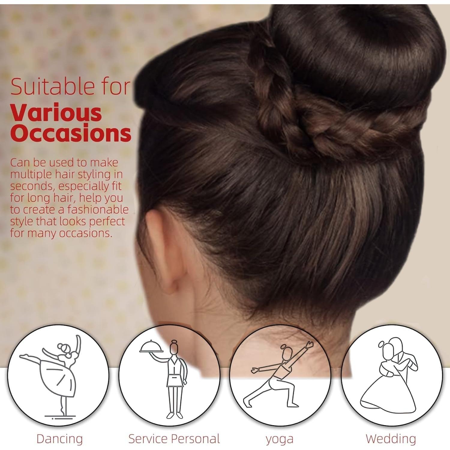Hair Bun Maker,3pcs Magic Donut Hair Bun Accessories for Women,Ballet Bun for Kids Dark Brown