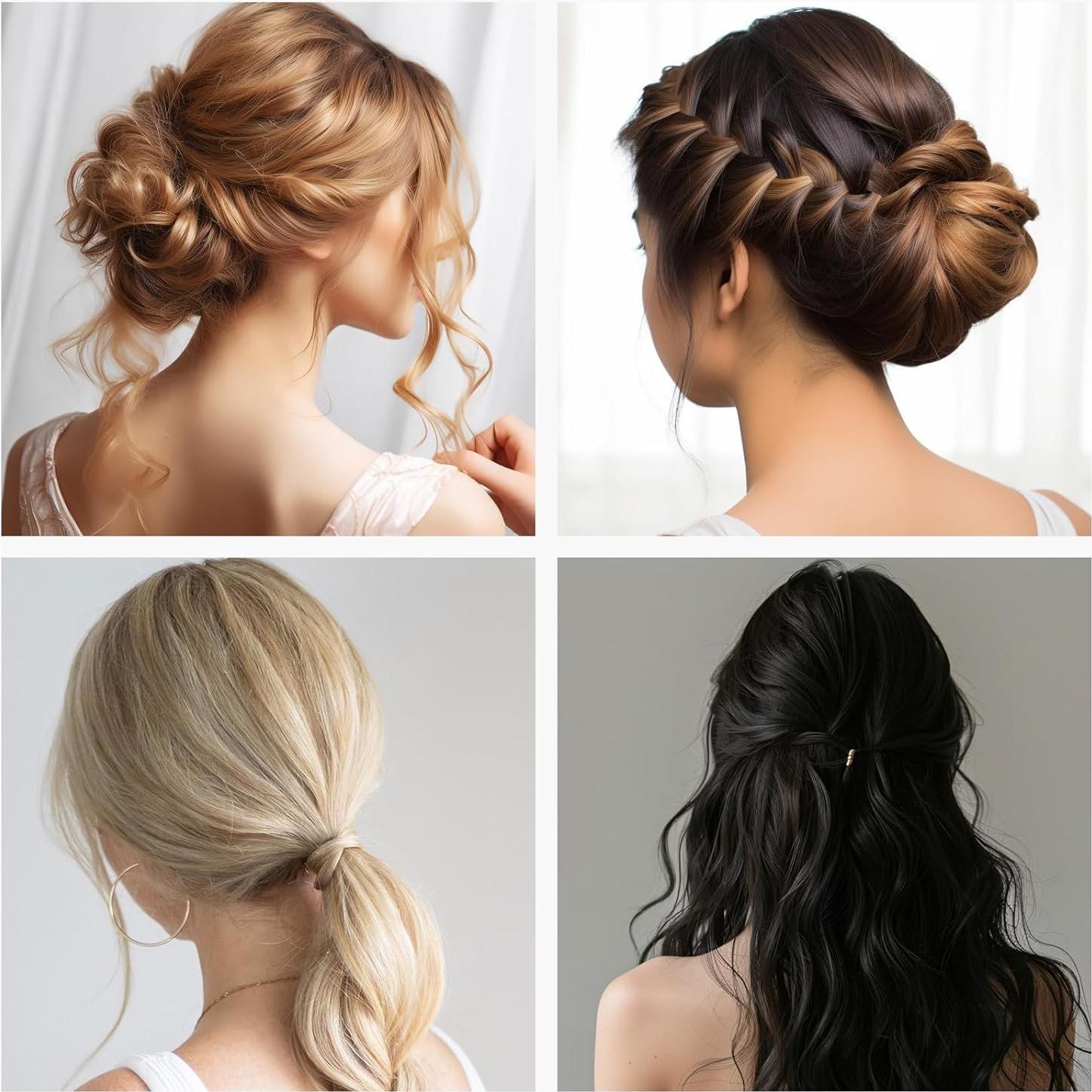 Relleno de cabello Updo YGQQOY marrón claro con horquillas