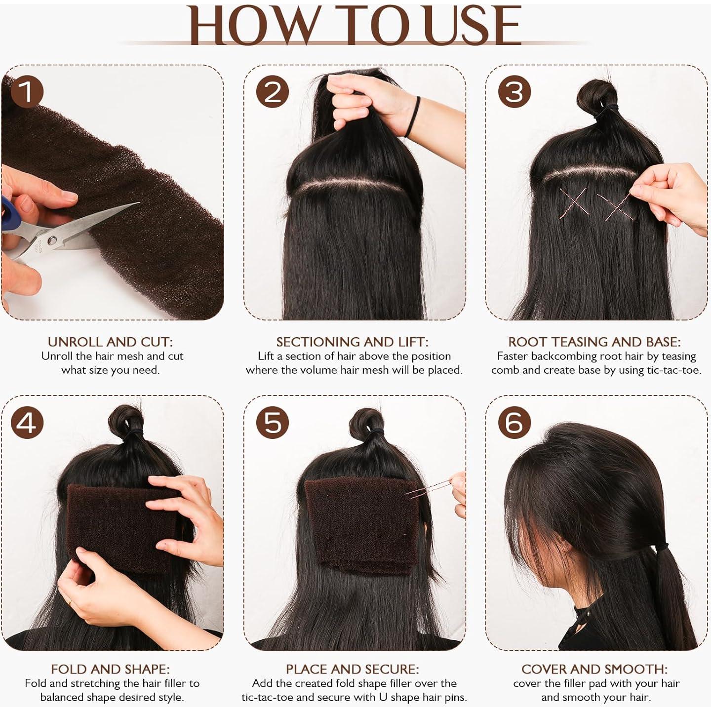 Relleno de cabello Updo YGQQOY marrón claro con horquillas