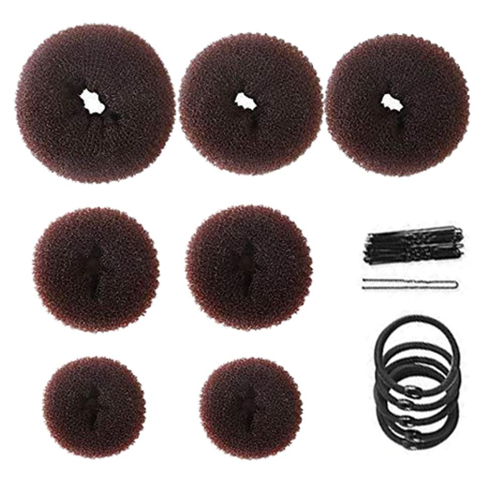 Juego de Fabricantes de Moño de Cabello Tipo Donut 7 Pzas
