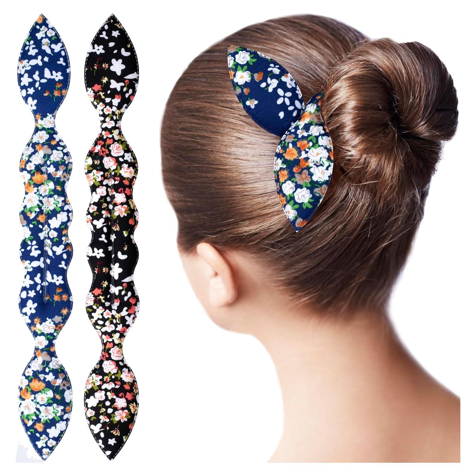 Hacedor de Moño para Cabello Alpinleux 2 Pcs Azul y Negro