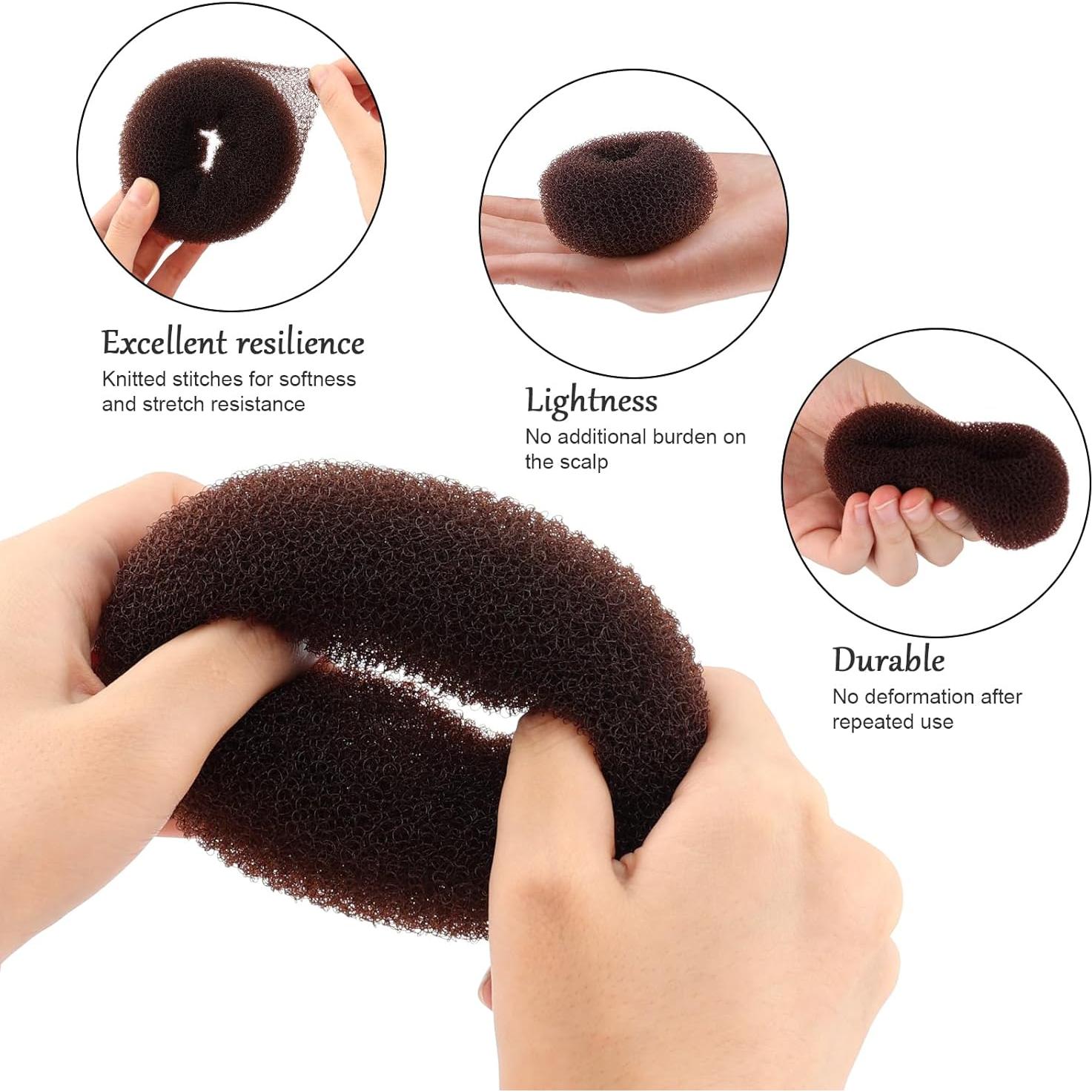 Fabricante de Moño Donut HOFASON 12 Pcs Tamaño L 9 cm Marrón