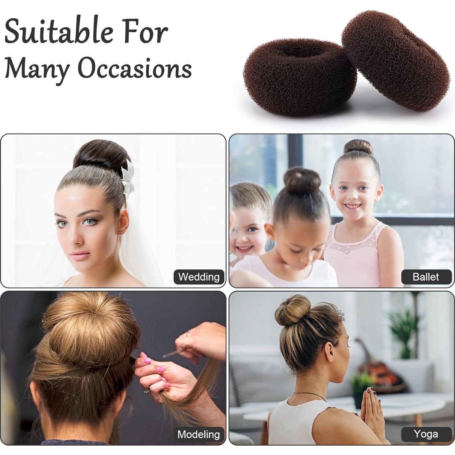 Fabricante de Moño Donut HOFASON 12 Pcs Tamaño L 9 cm Marrón