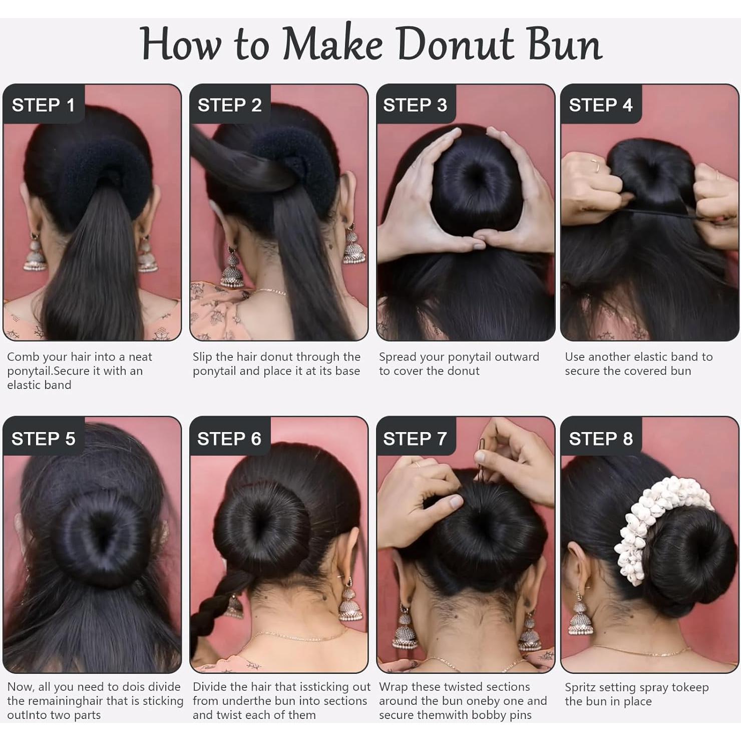 Fabricante de Moño Donut HOFASON 12 Pcs Tamaño L 9 cm Marrón