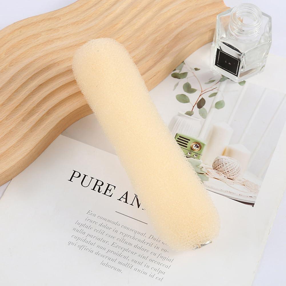 2 Piezas Creador de Moños Donut QUUPY 20cm Nylon Beige