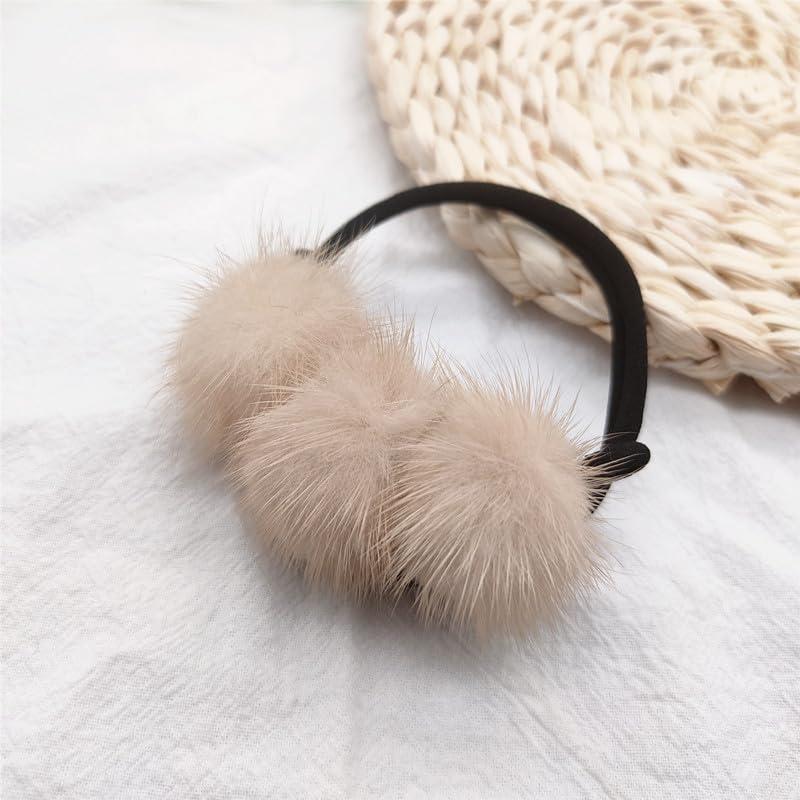 2PCS Hair Bun Maker French Donut Hairstyle Twist Bun Maker with Pompon Decoration Vintage Ponytail Maker Bun Shaper Hair Modelling Tool Cute Hair Accessories For Women Girls(gray+beige）