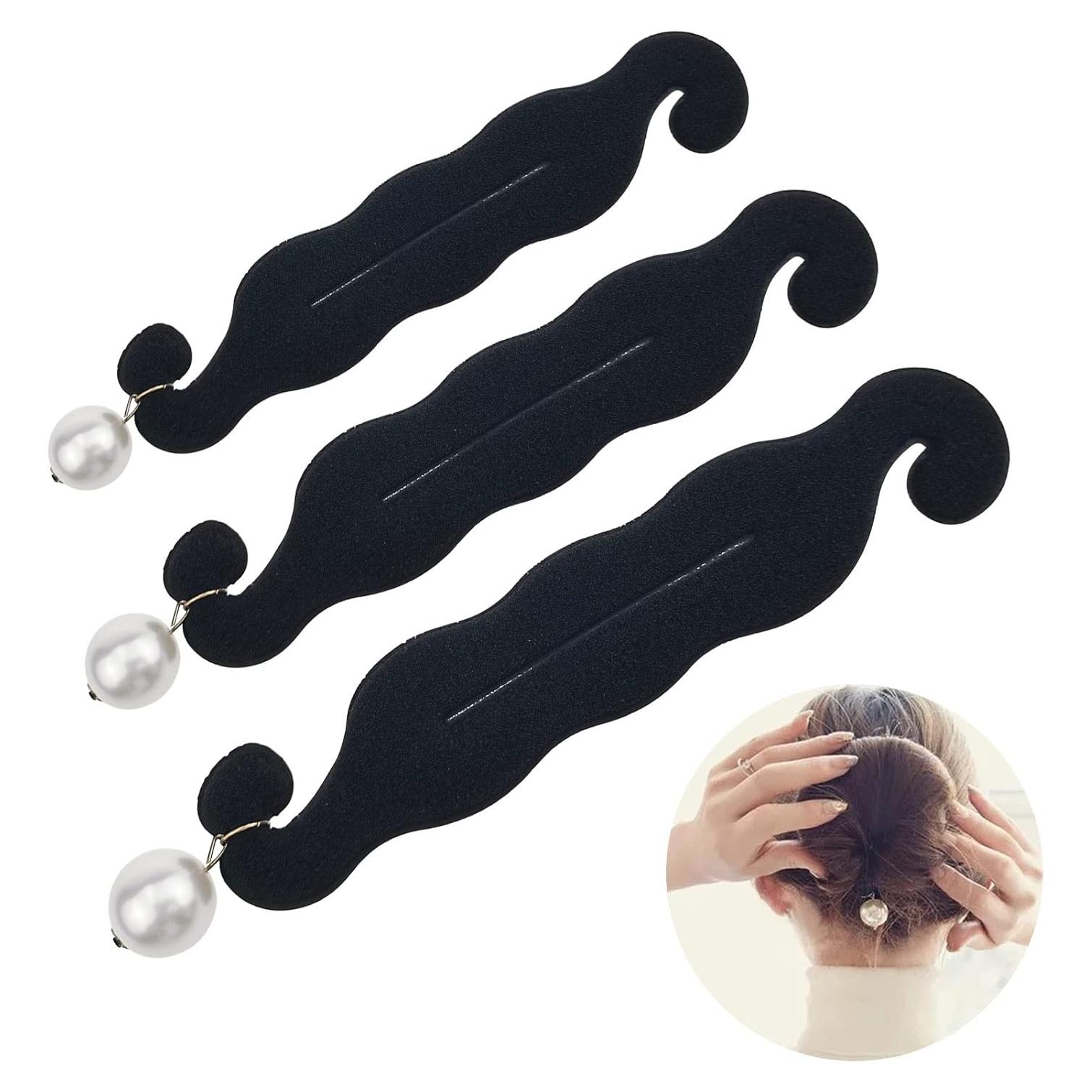 Pack de 3 Hacedores de Moño de Perlas DonLeeving - Clips Rizados
