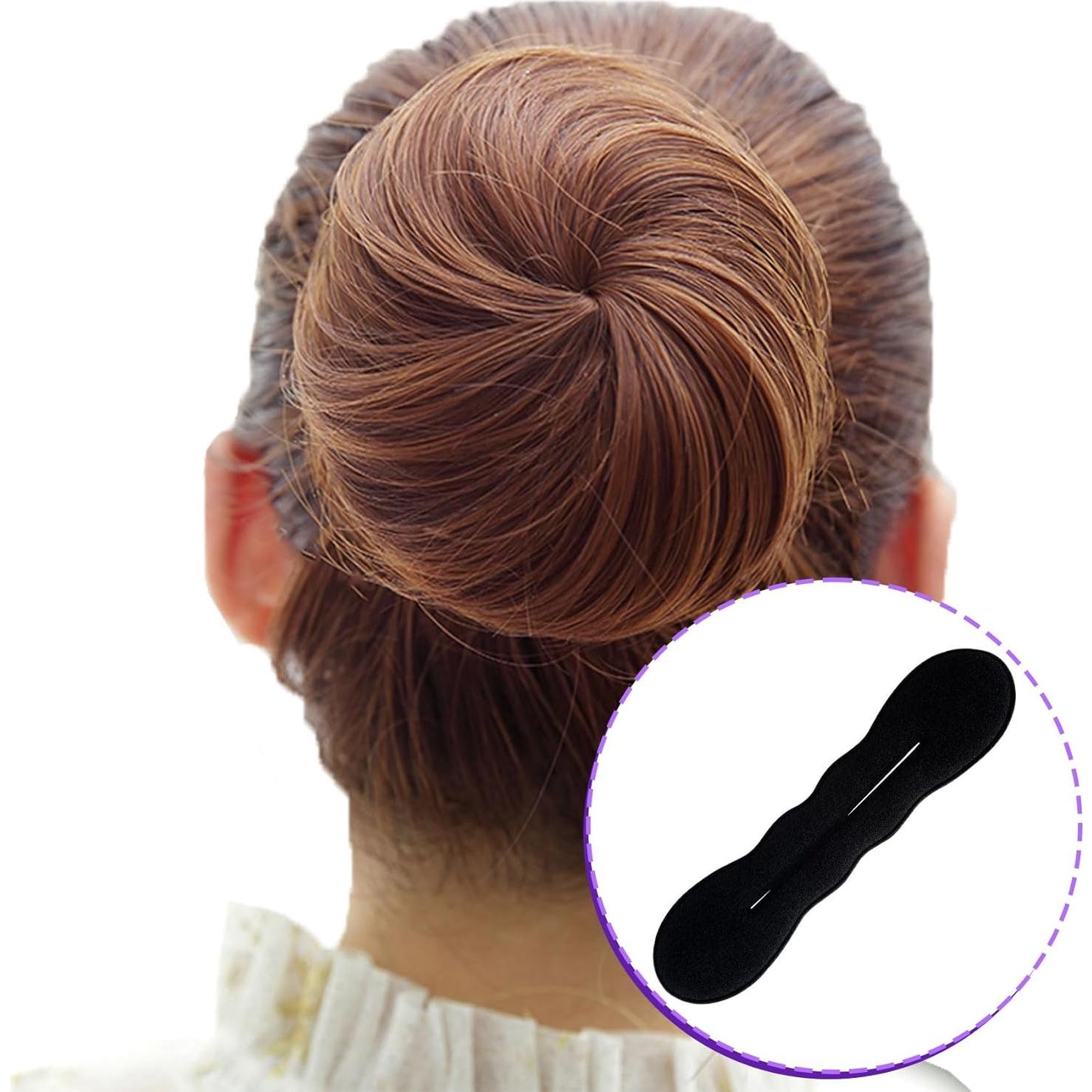 Hacedor de Moño de Esponja Deozu - 2 Pcs, Negro, 3.8x16.7 cm y 4.7x23 cm