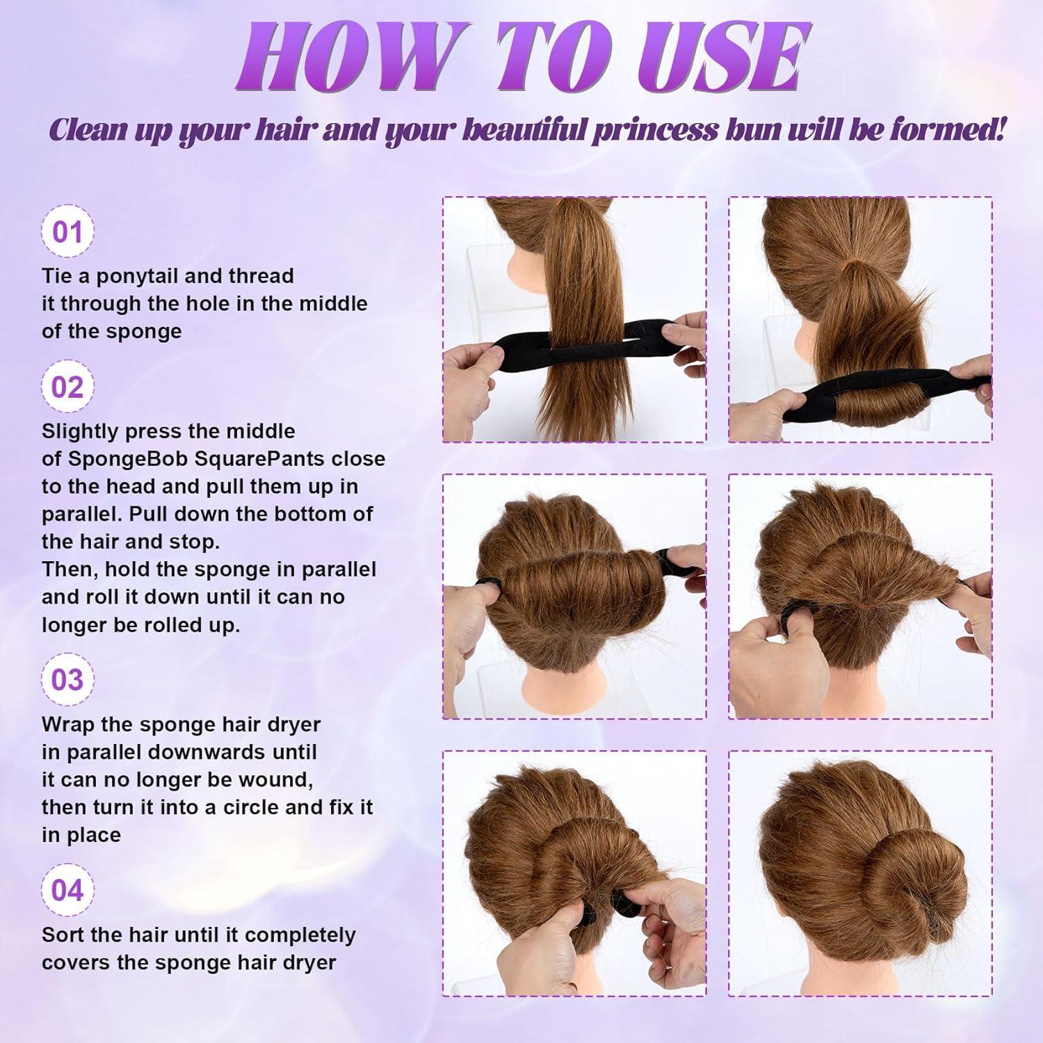 Hacedor de Moño de Esponja Deozu - 2 Pcs, Negro, 3.8x16.7 cm y 4.7x23 cm