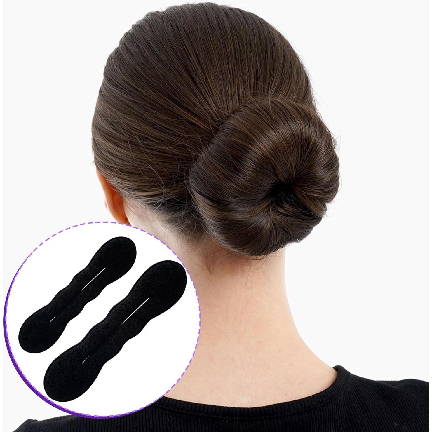 Hacedor de Moño de Esponja Deozu - 2 Pcs, Negro, 3.8x16.7 cm y 4.7x23 cm